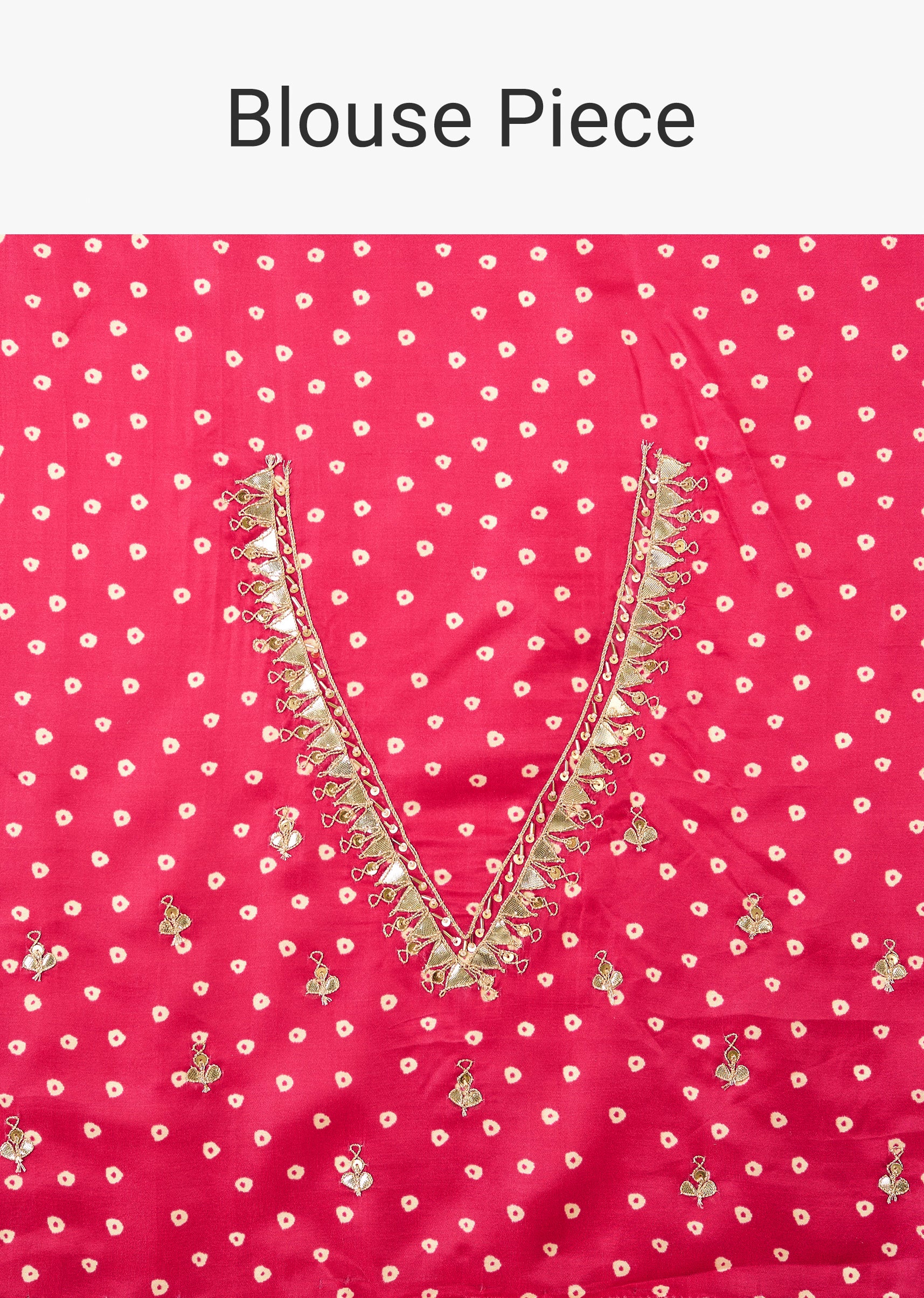 Hot Pink Lehariya Saree In Gota Patti Work With Unstitched Blouse - Image 9