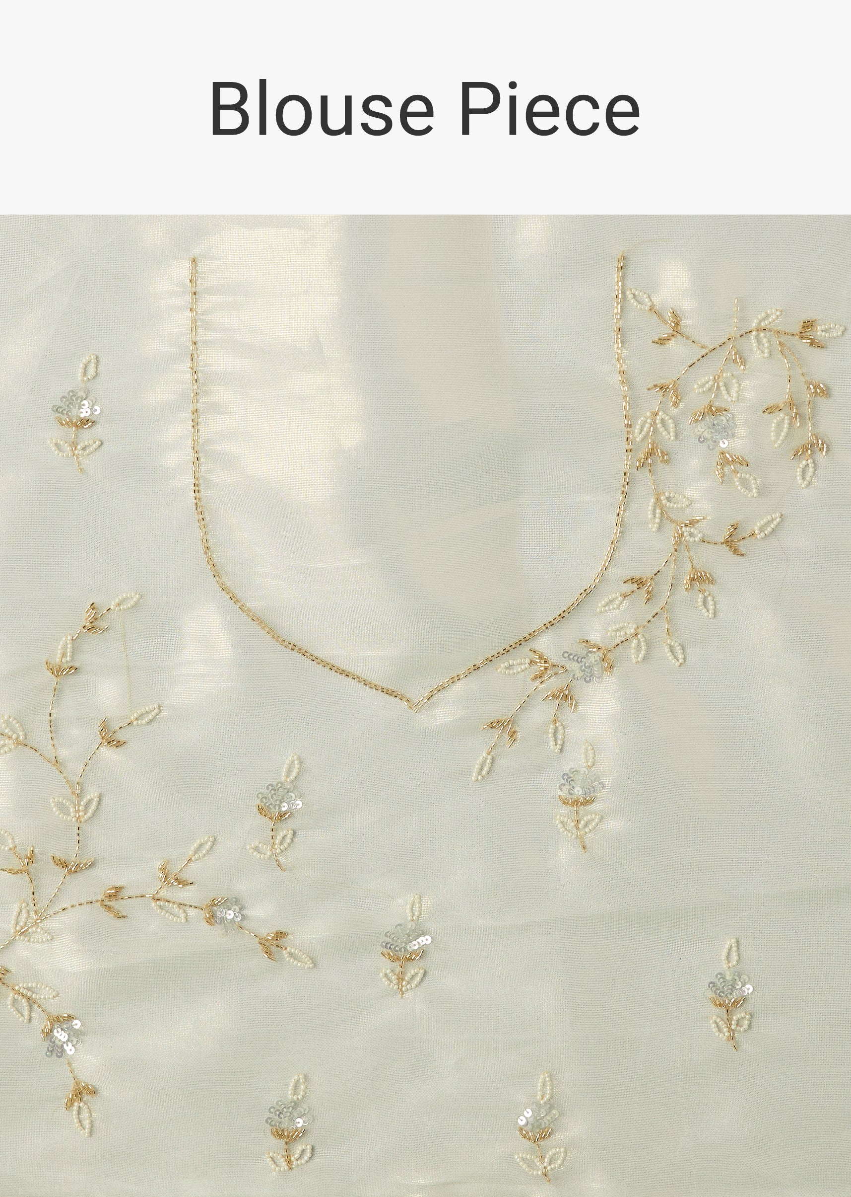 Ice Blue Organza Tissue Saree With Beaded Scallop Border - Image 10