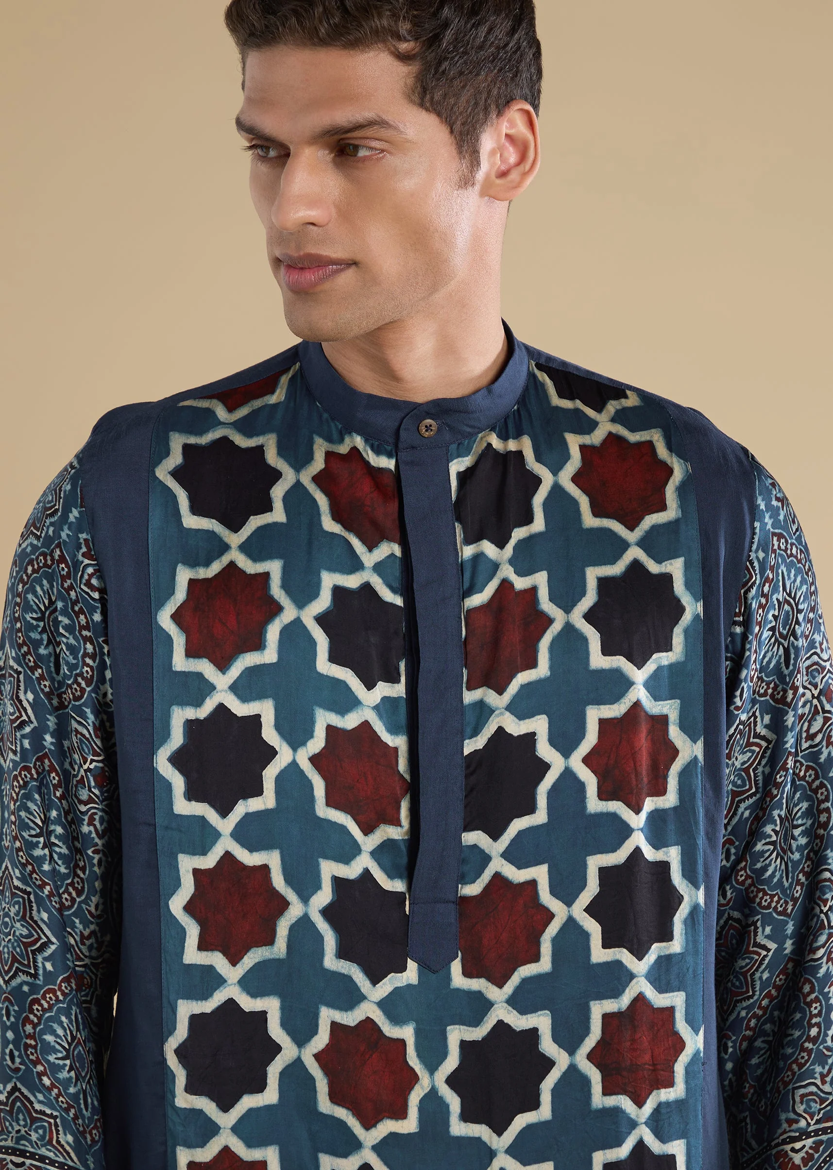 Indigo Ajrakh Printed Kurta Set - Image 2