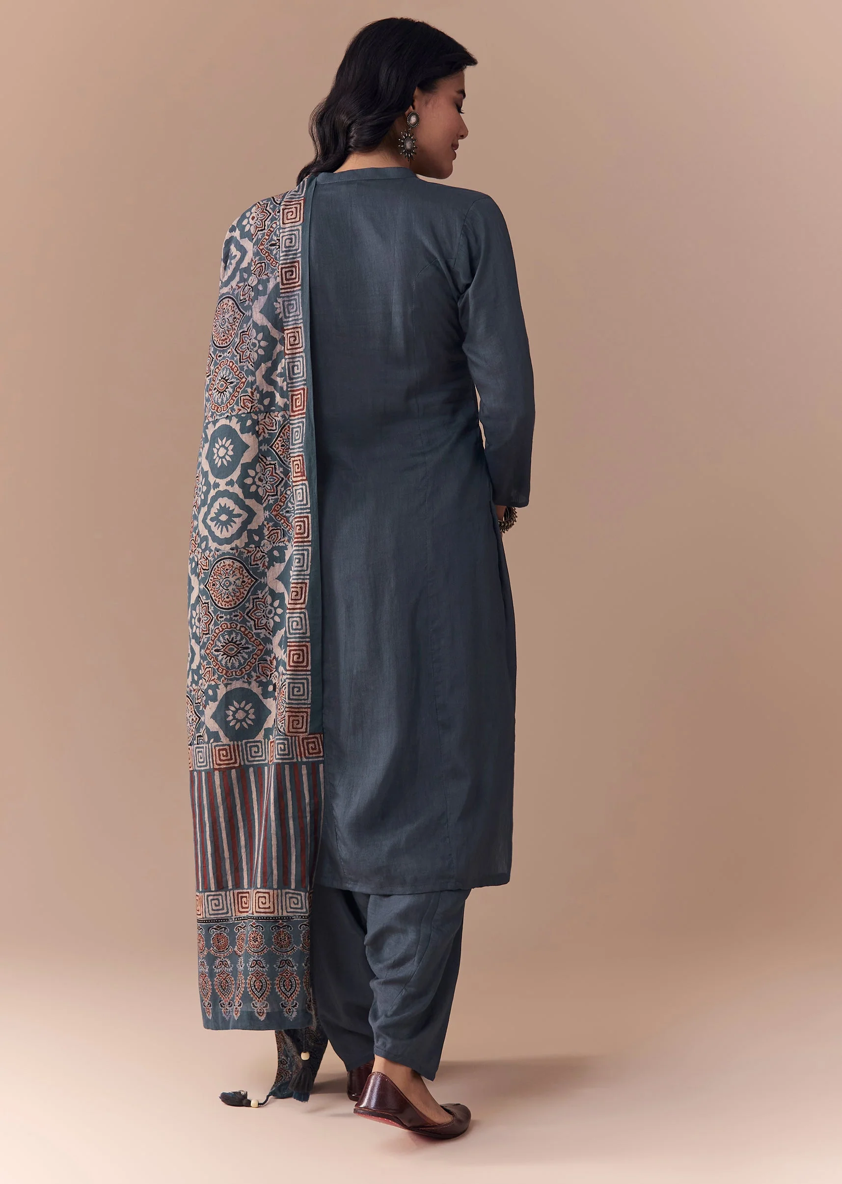 Indigo Kurta Set with Ajrakh Dupatta - Image 5