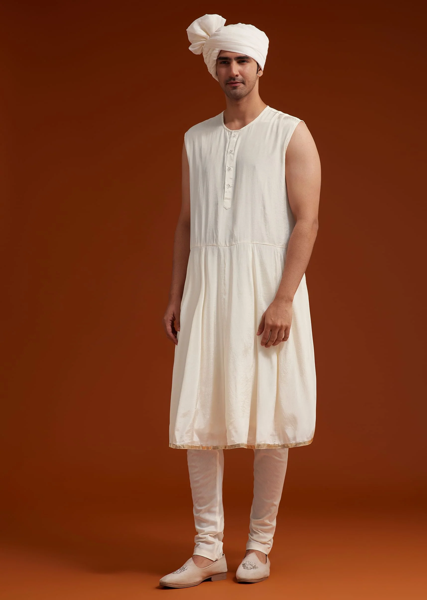 Ivory Sherwani Set With Zardosi And Butti Work - Image 7