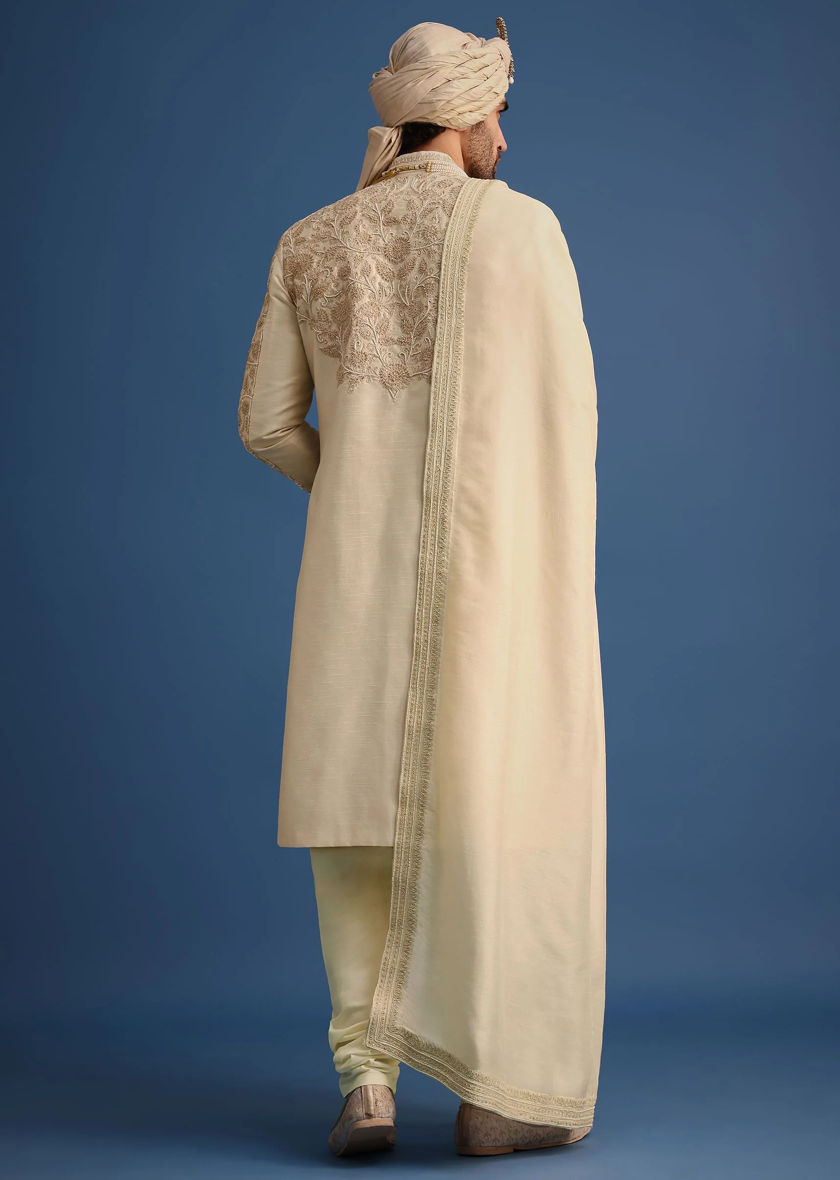 Ivory Zari Embroidered Sherwani Suit - Image 6