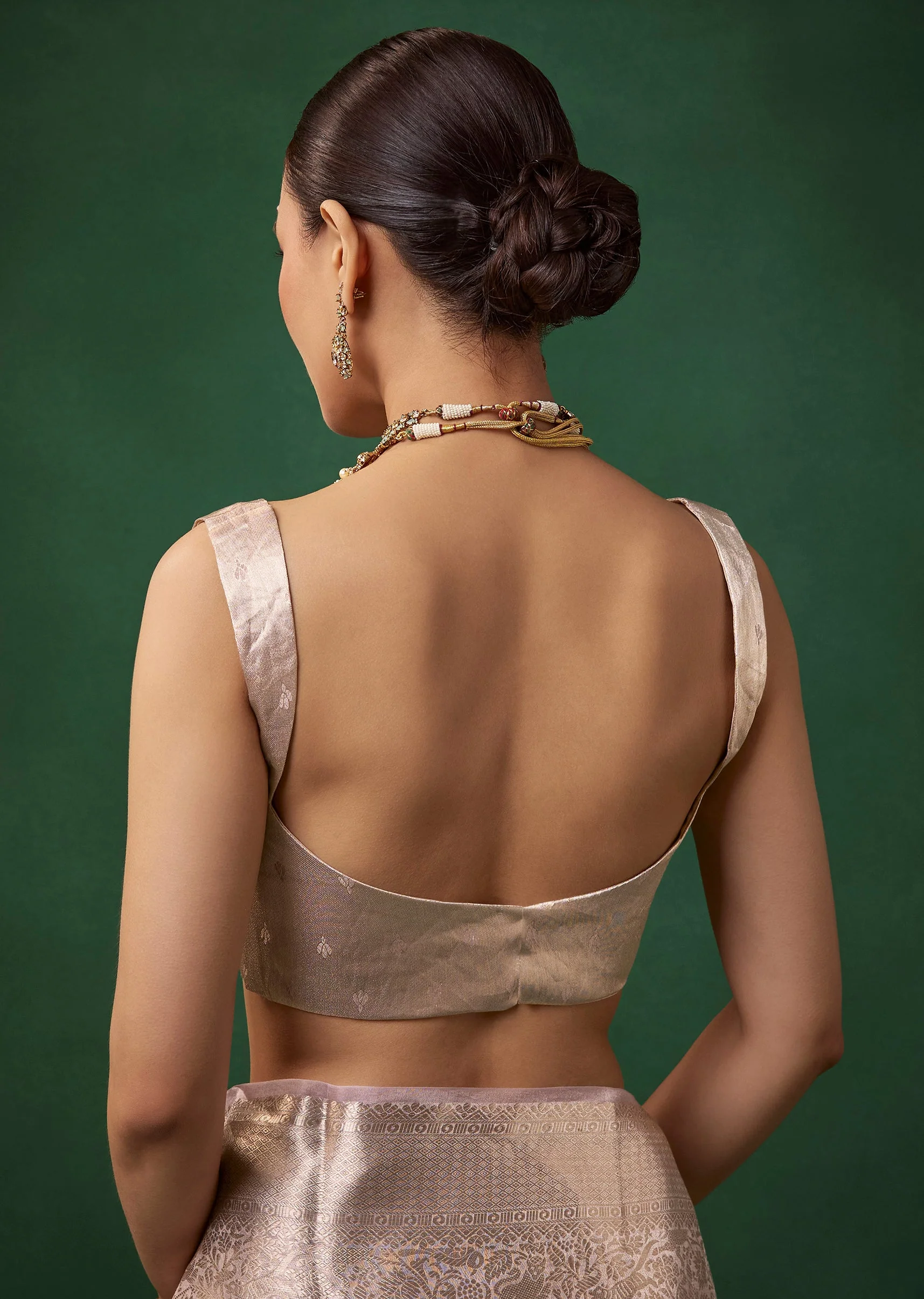 Lavender Banarasi Tissue Silk Jacquard Weave Saree with Unstitched Blouse - Image 8