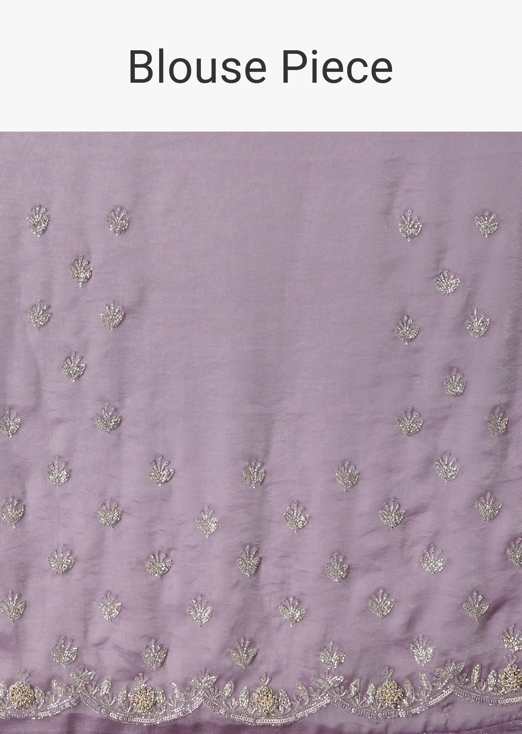 Lavender Chinon Embroidered Saree With Floral Embroidery - Image 10