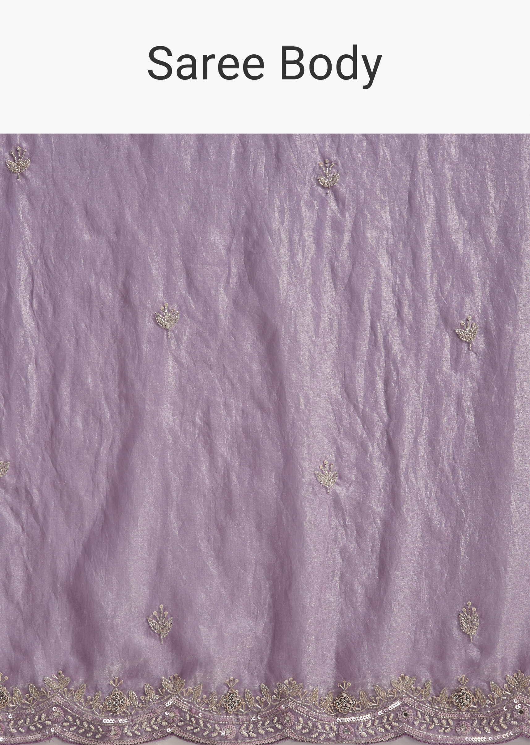 Lavender Chinon Embroidered Saree With Floral Embroidery - Image 9