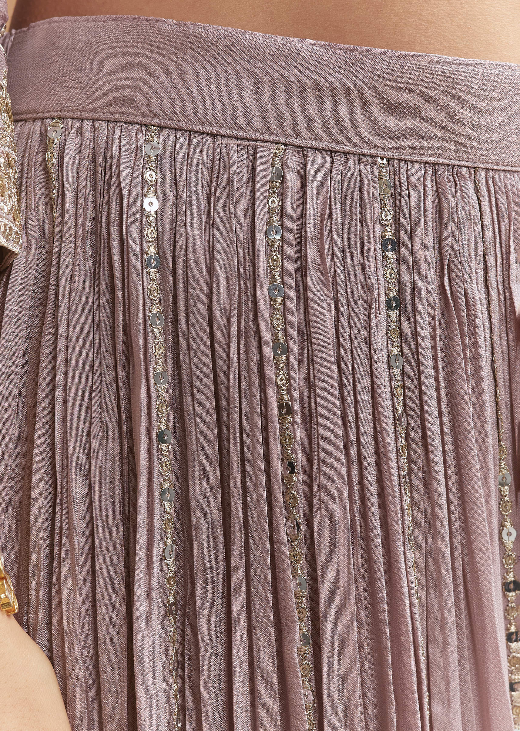 Lavender Chinon Palazzo Suit With Intricate Sequins Work - Image 6