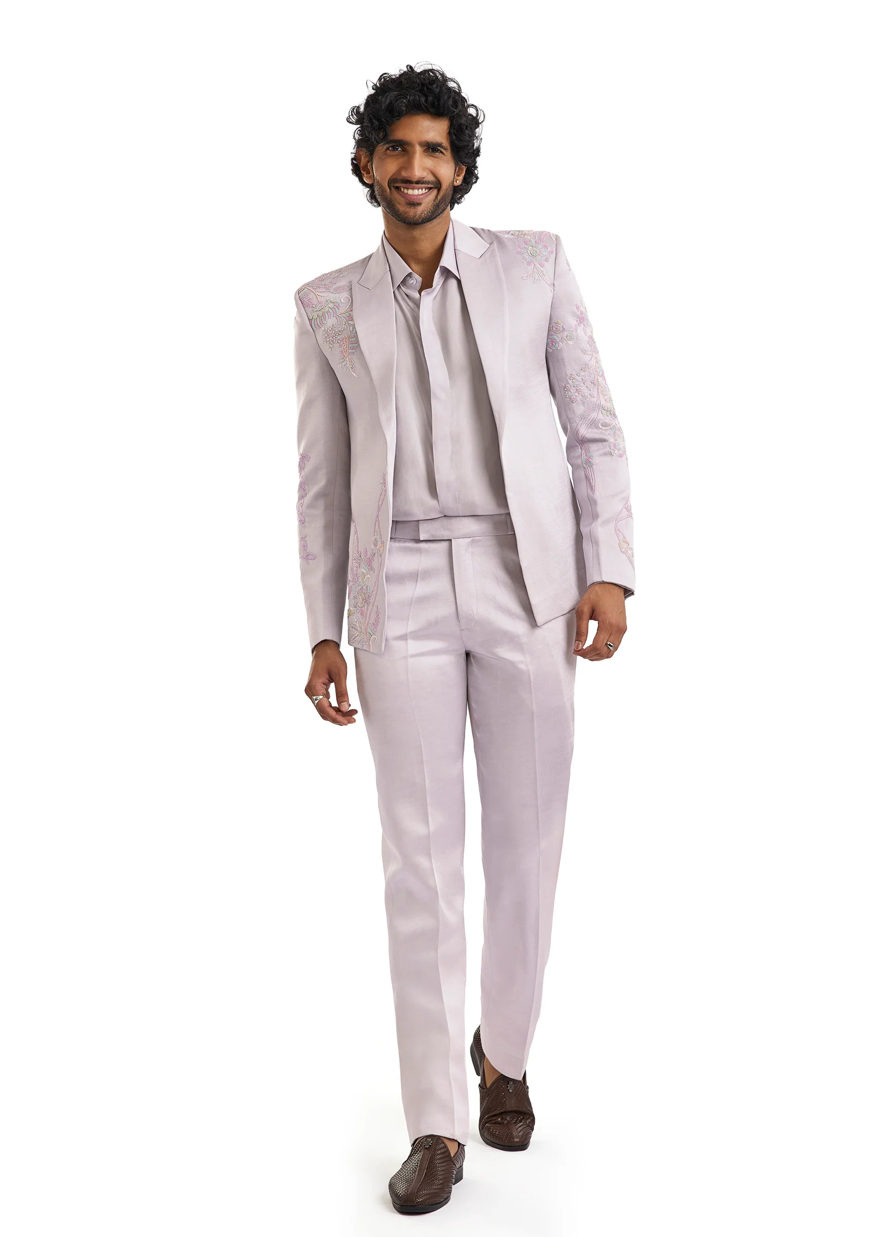 Lavender Embroidered Blazer Set - Image 3