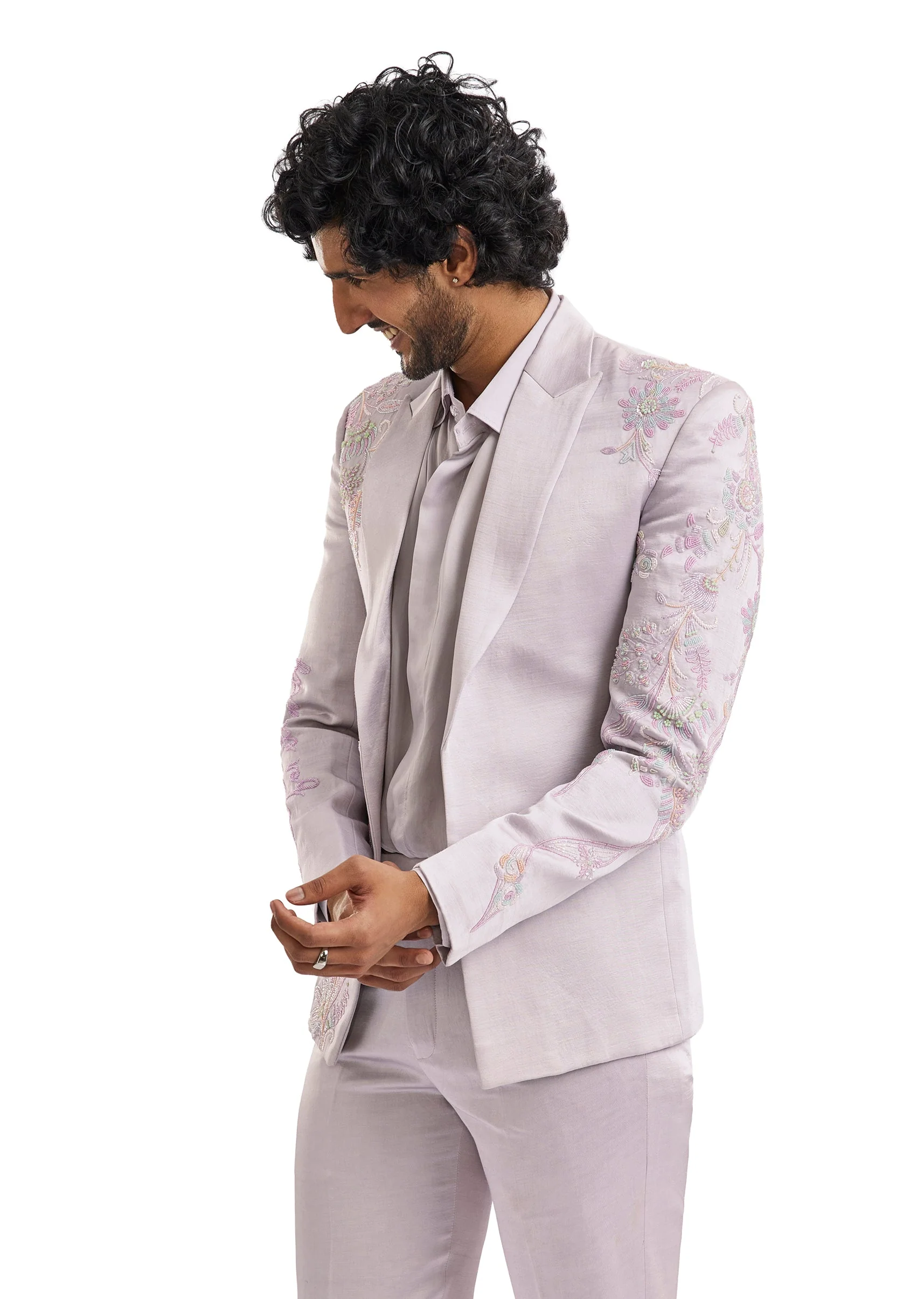 Lavender Embroidered Blazer Set - Image 4