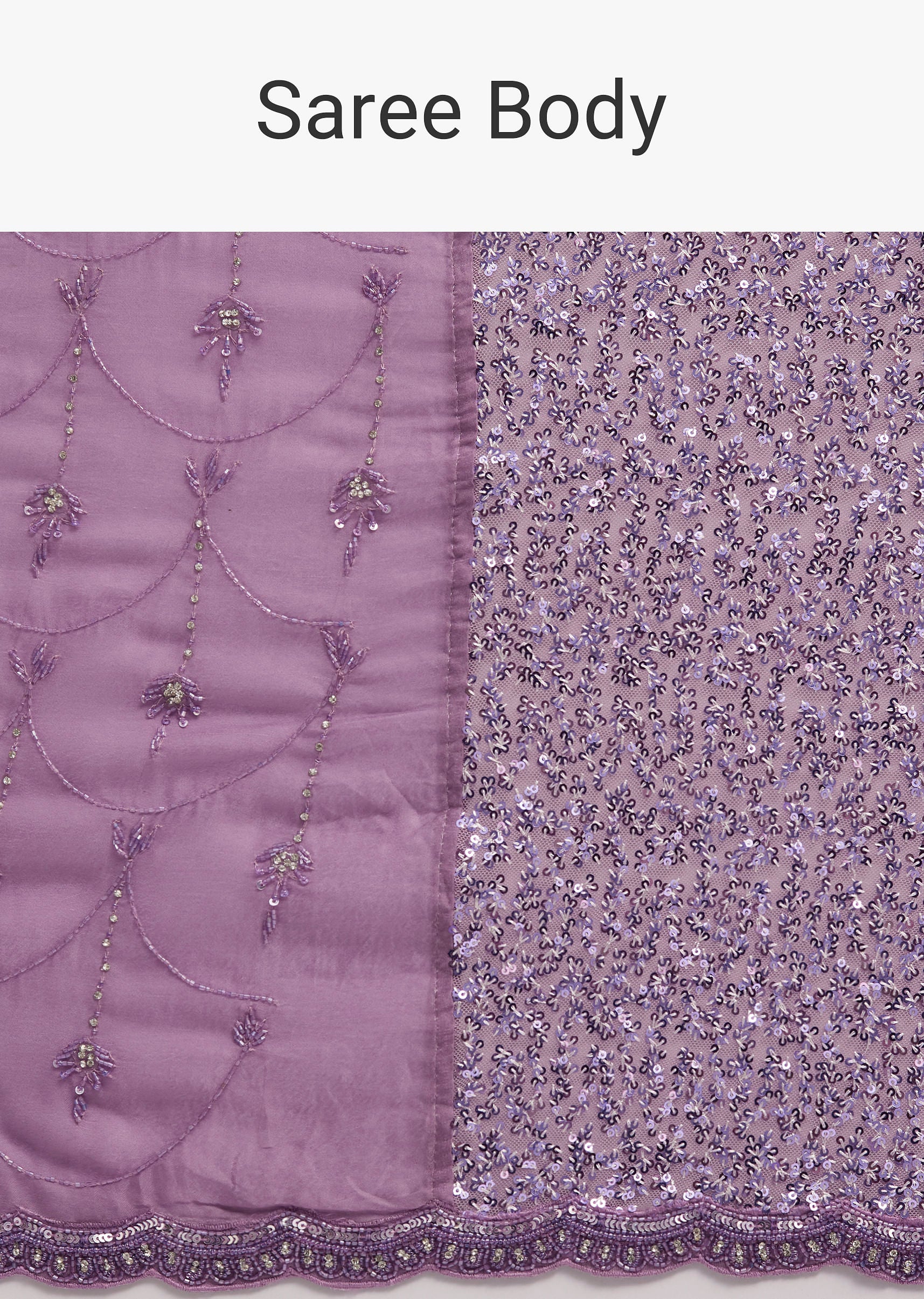 Lavender Half And Half Sequins Saree - Image 9
