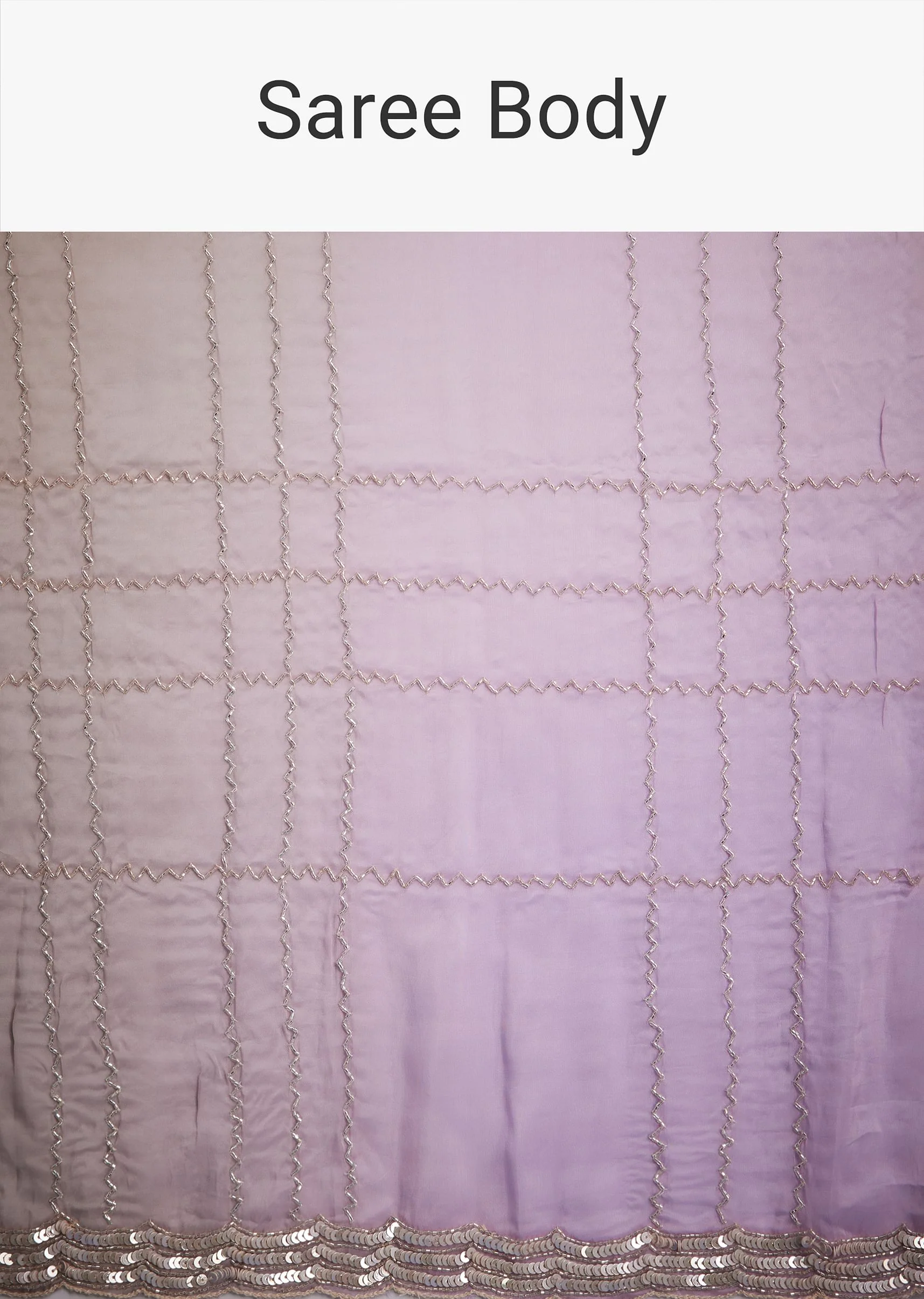 Lavender Shaded Soft Tissue Embroidered With Cudtana And Sequin Work - Image 9