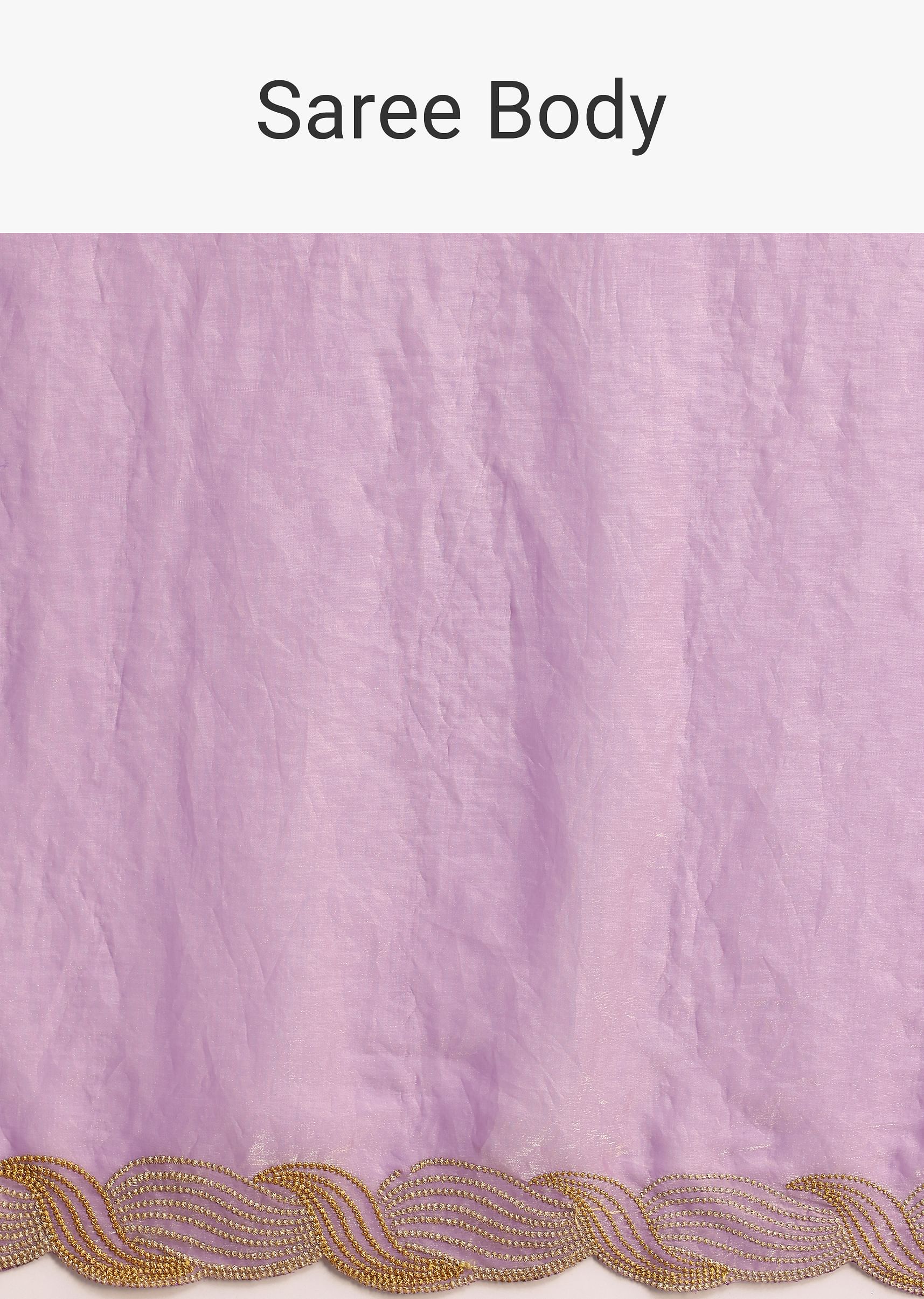 Lavender Soft Tissue Saree With Zari Embroidered Border - Image 9