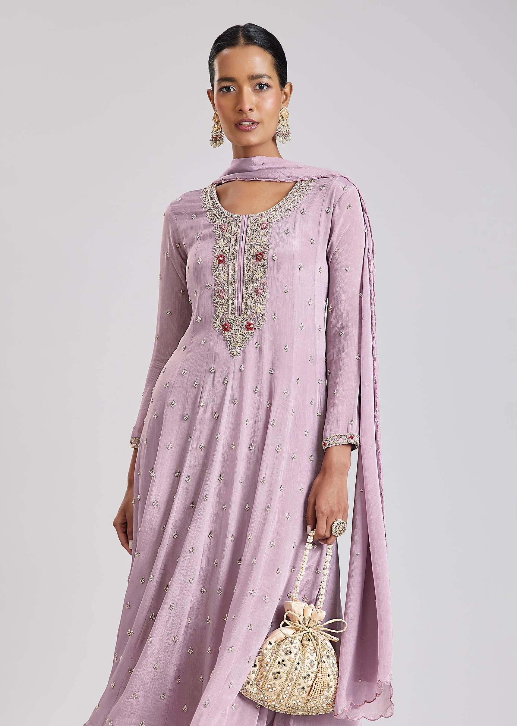 Lavender Zardosi Anarkali - Image 4