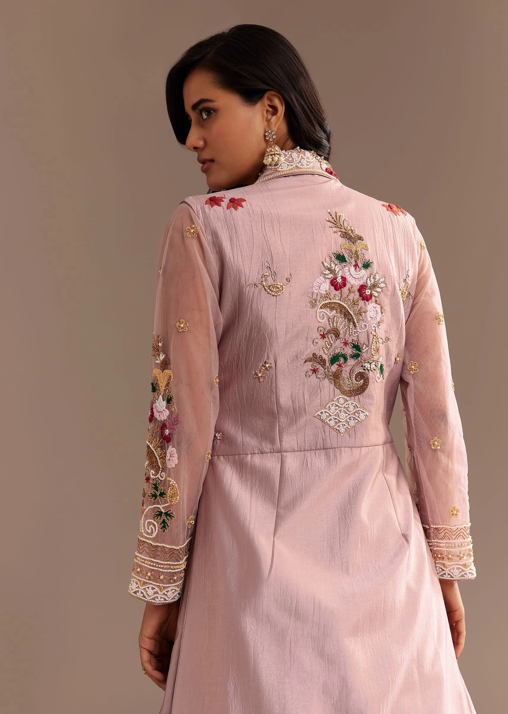 Lavender Zardosi Embroidered Jacket Lehenga Set - Image 4