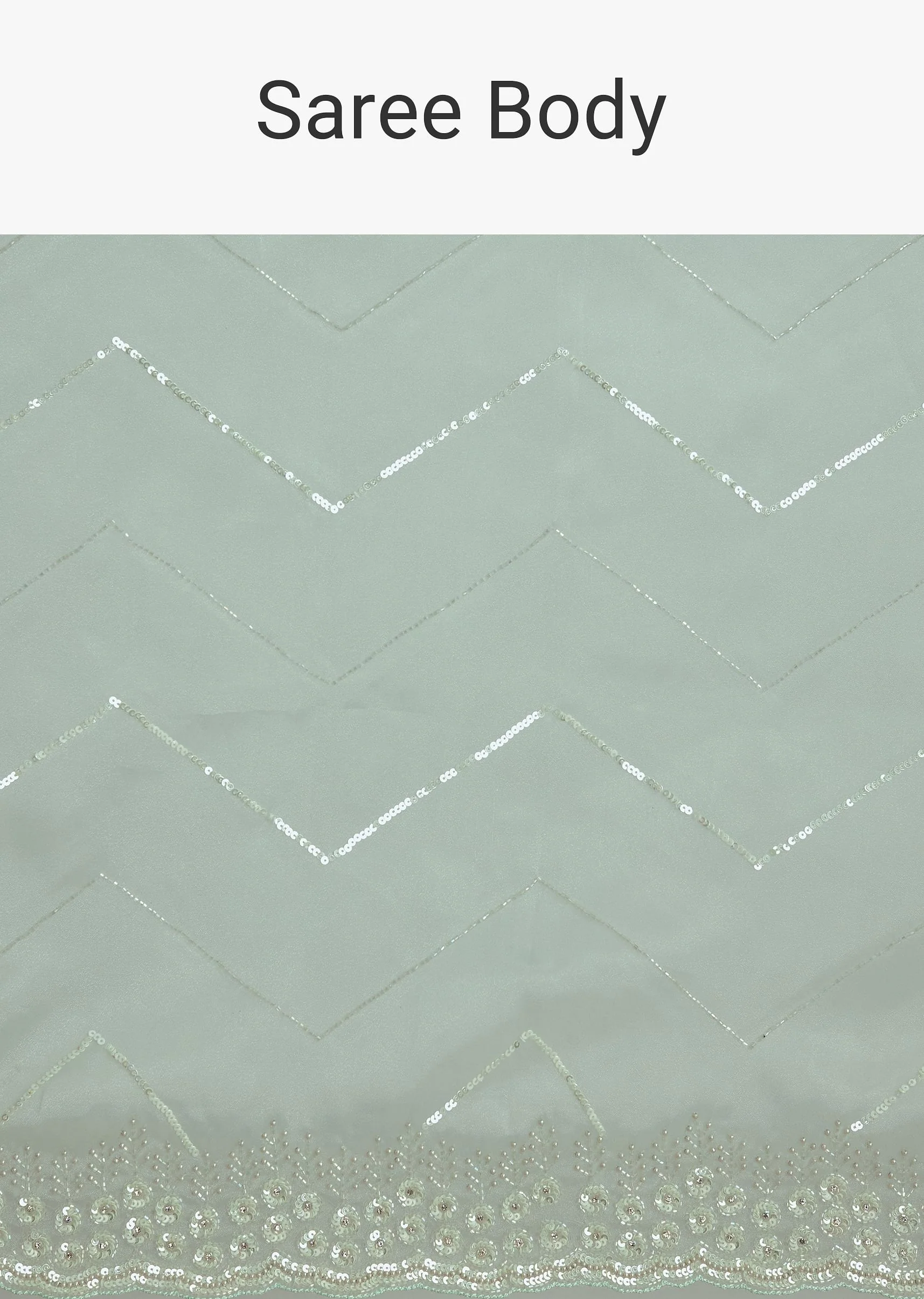 Light Blue Glass Tissue Saree With Stone Embroidery And Scallop Border - Image 9