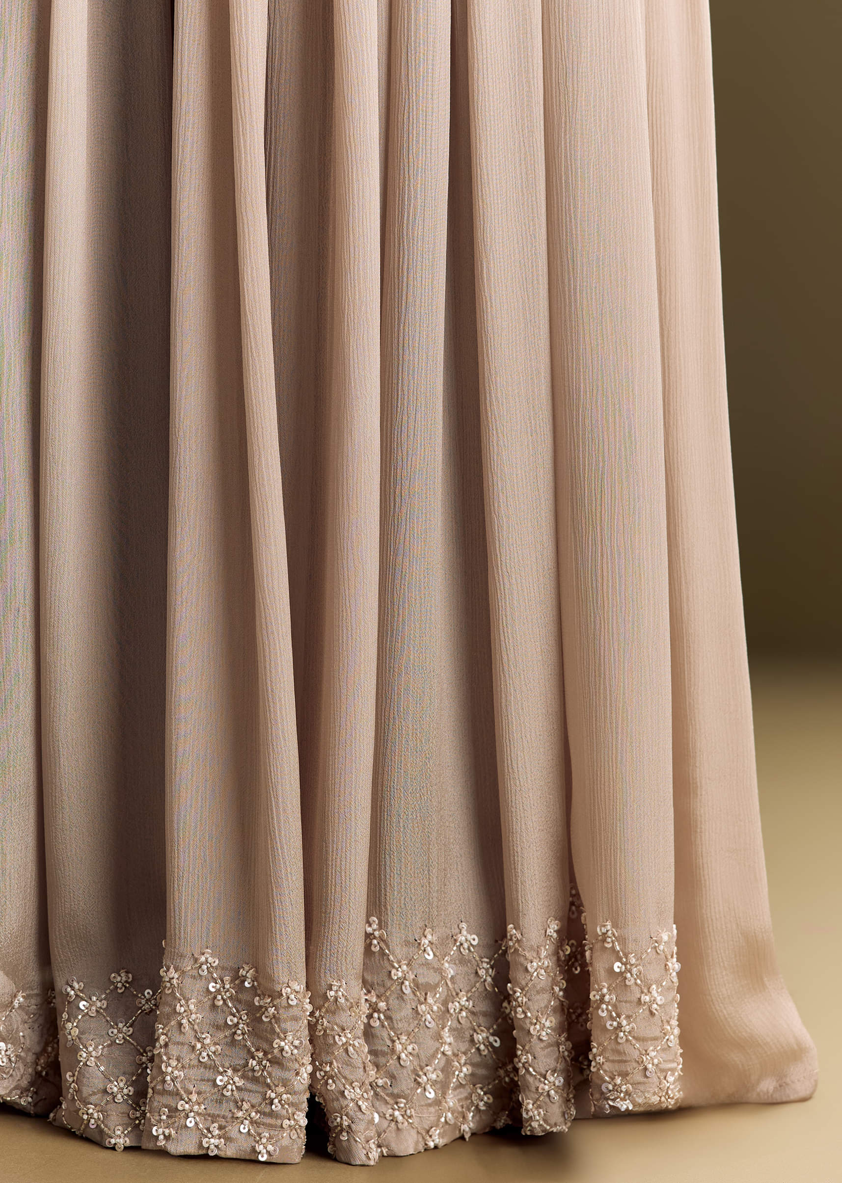 Light Brown Kurta Set With Sequins Palazzo And Dupatta - Image 6