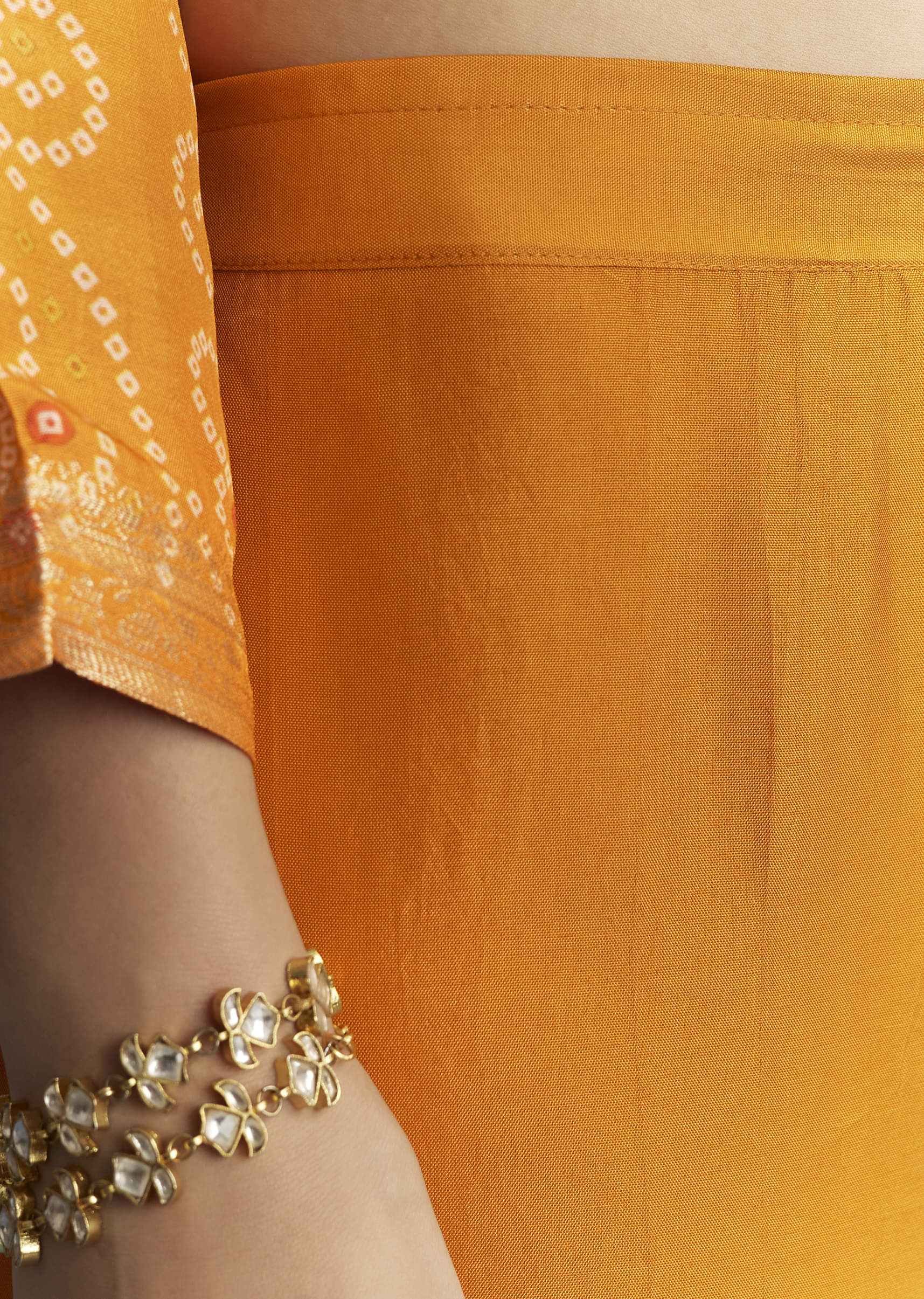 Light Orange Silk Bandhani Palazzo Suit With Embroidery - Image 6