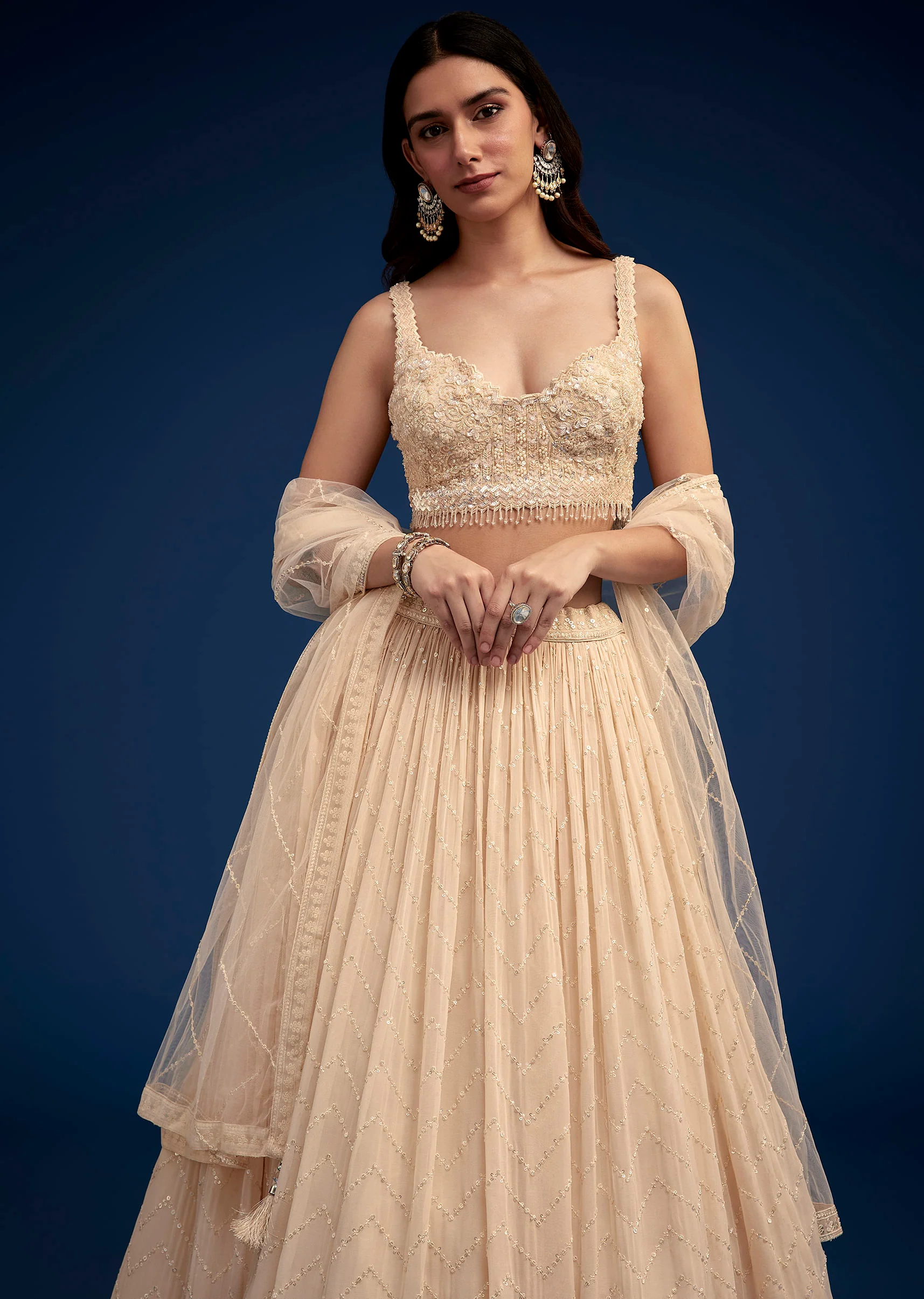 Light Peach Embroidered Lehenga Set - Image 2