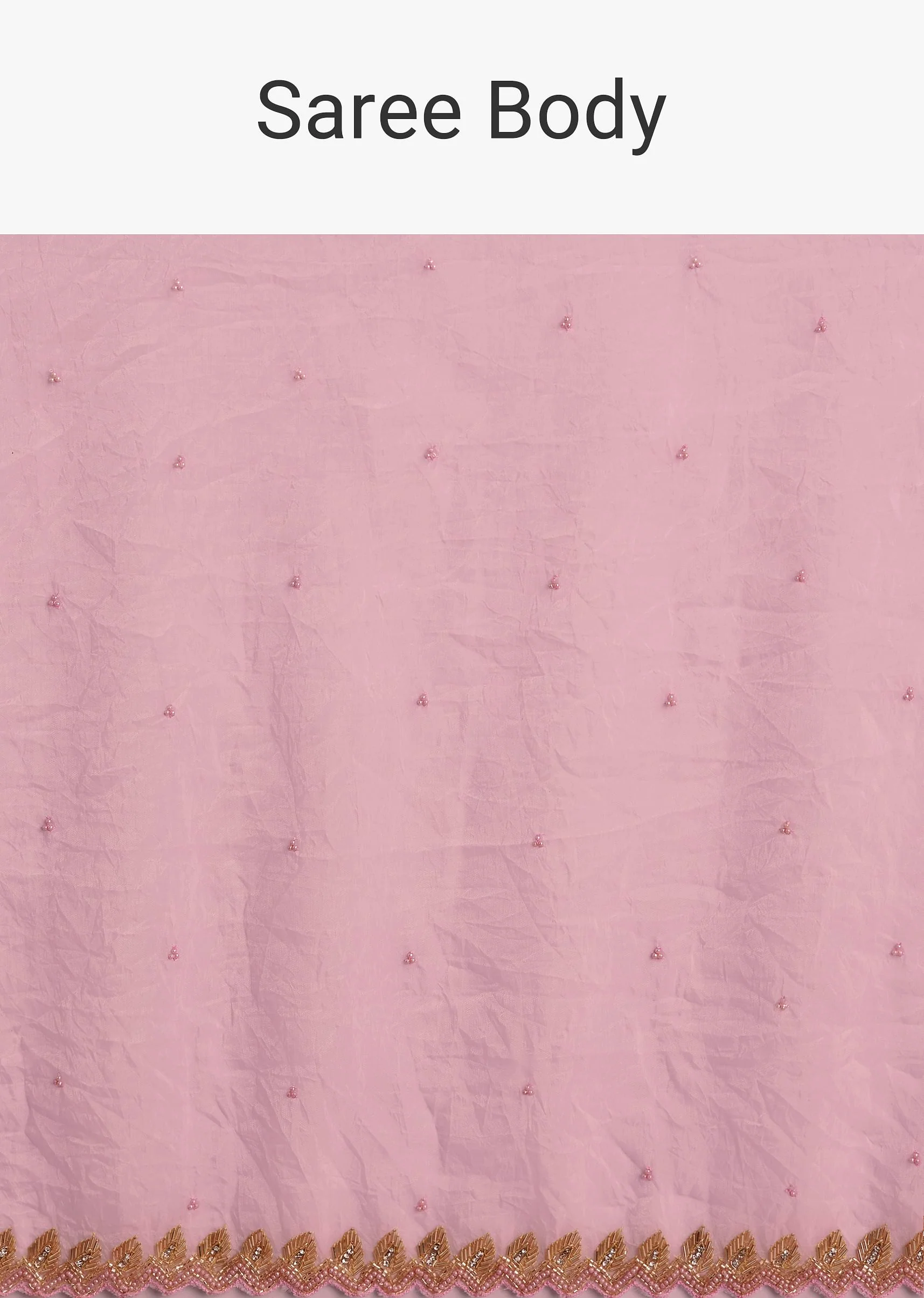 Light Pink Tissue Embroidered Saree With Cutwork Scallop Border - Image 9