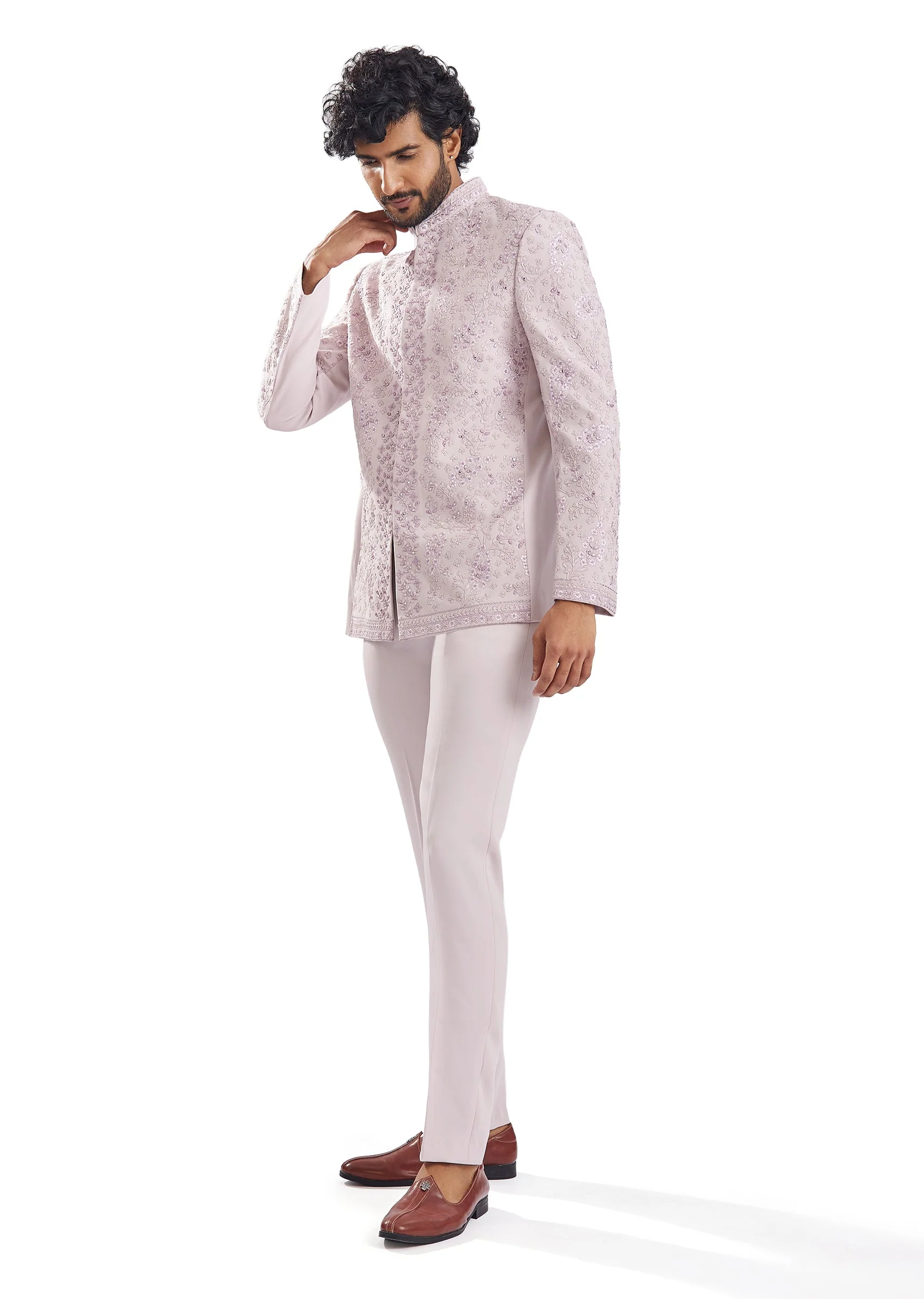 Lilac Classic Jodhpuri Suit - Image 3