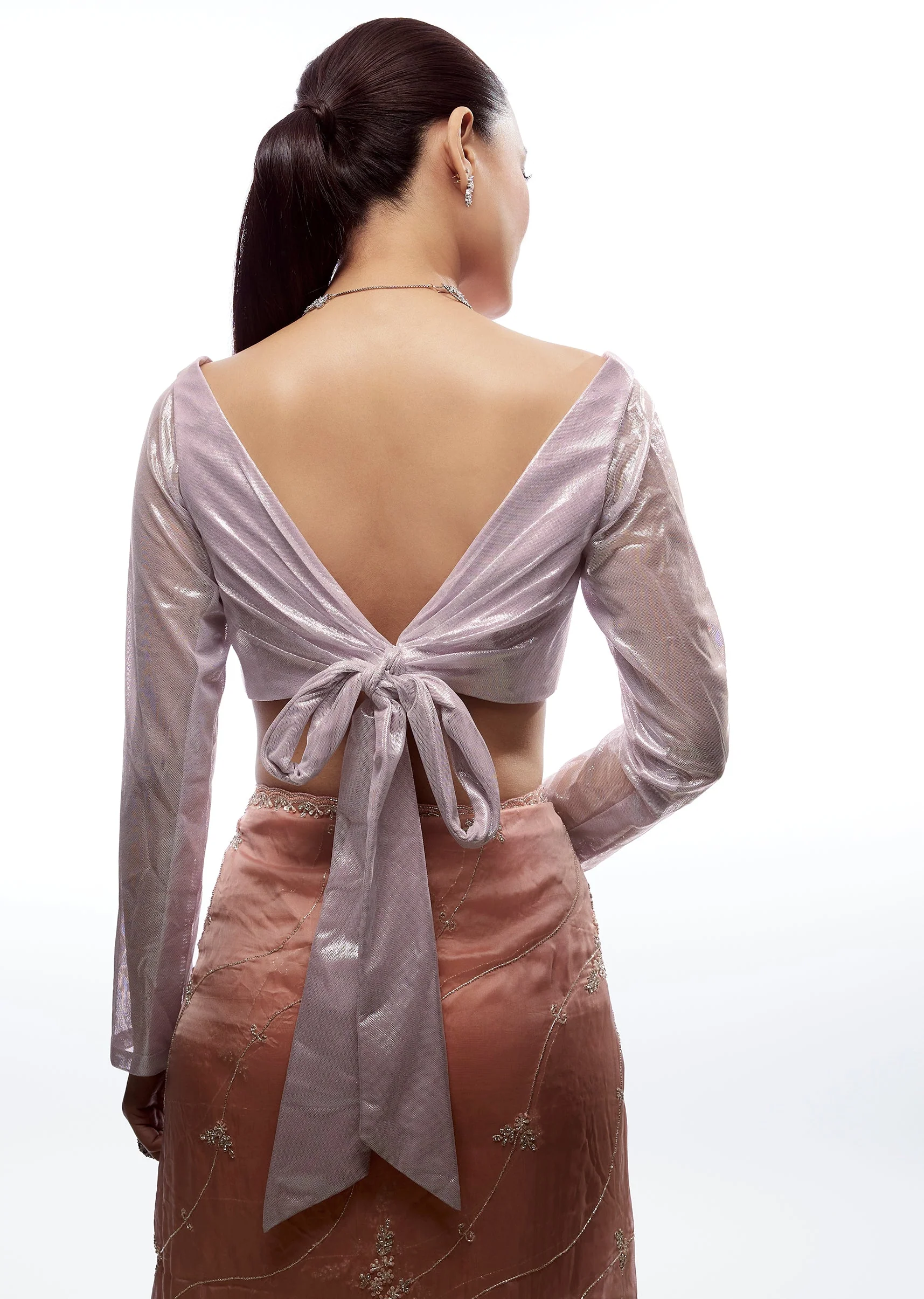 Lilac Sweetheart Blouse With Back Tie Ups - Image 2
