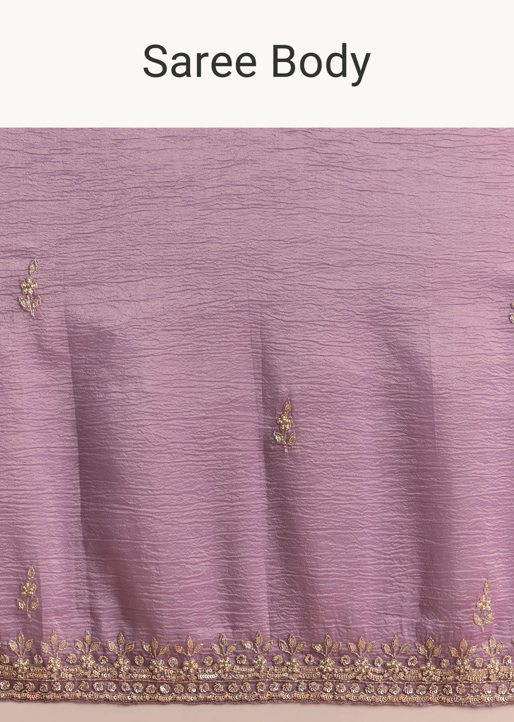 Lilac Tissue Saree With Butti And Border Embroidery - Image 7