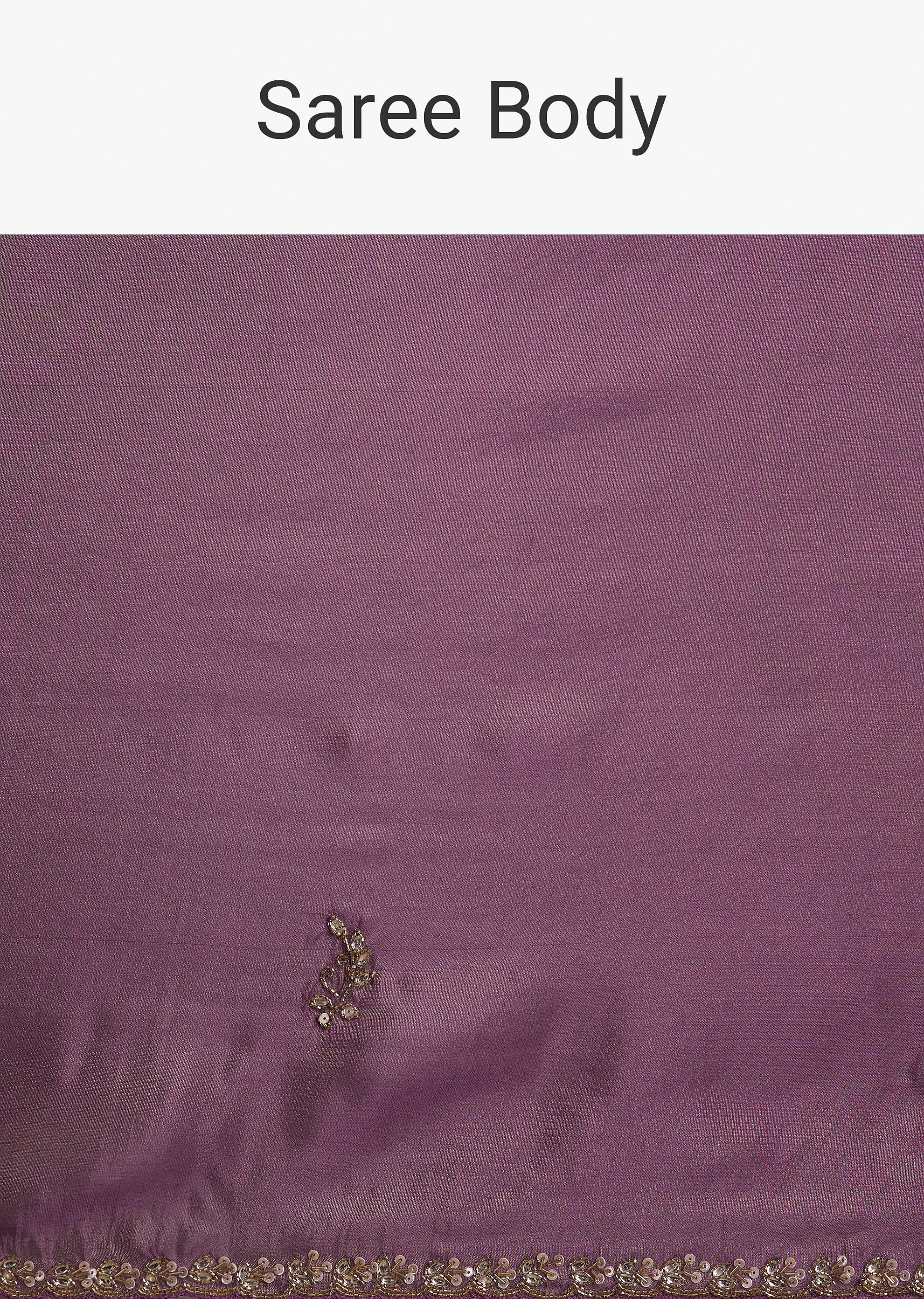 Lilac Tissue Saree With Cutdana Embroidery And Scallop Border - Image 9