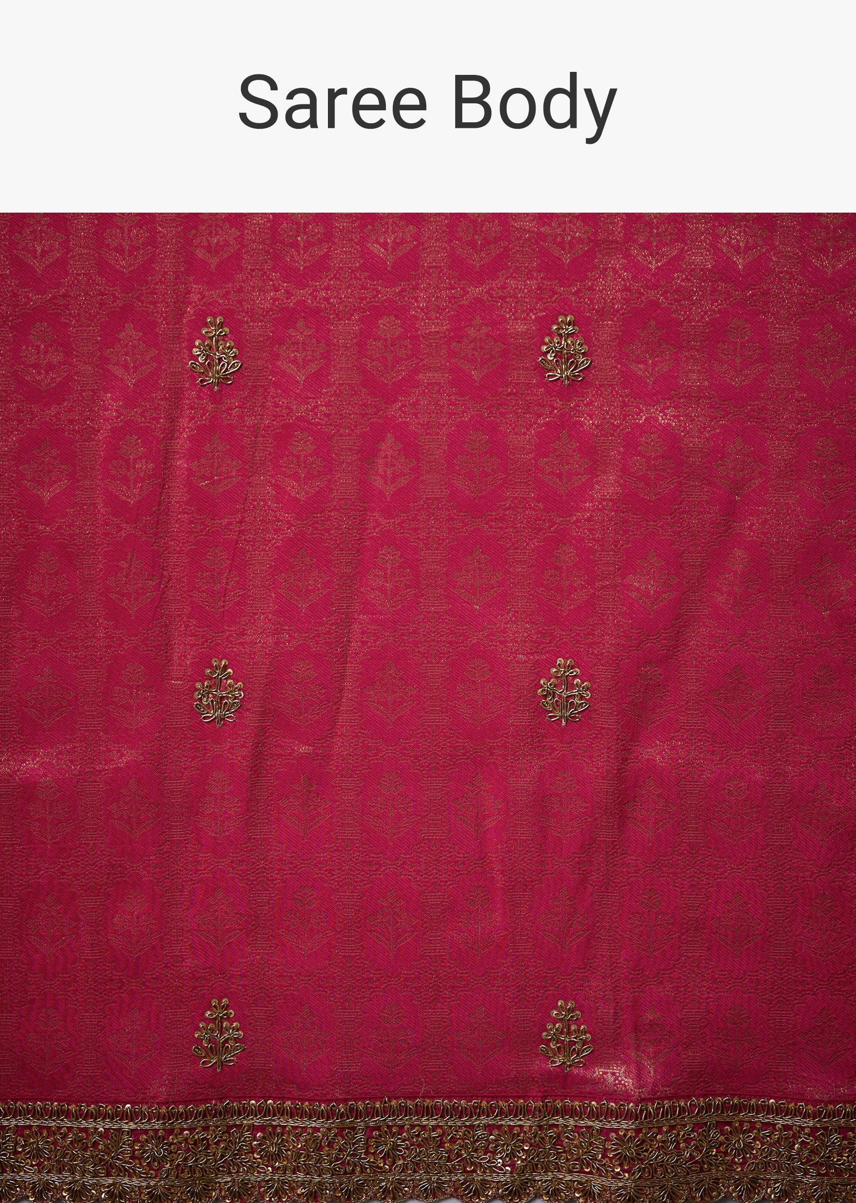 Magenta Embroidered Jacquard Border Saree with Unstitched Blouse - Image 9