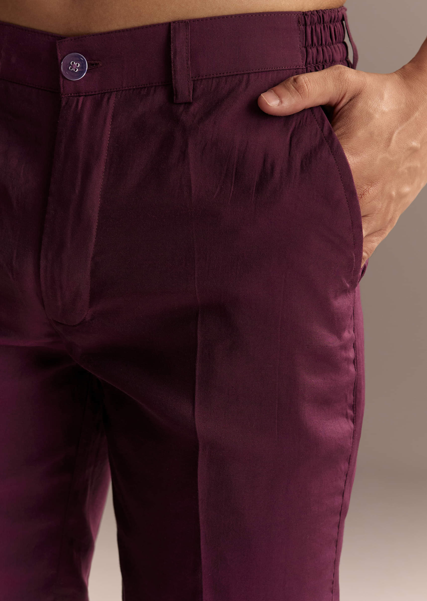 Magenta Kurta Set For Men With Resham Embroidery - Image 6