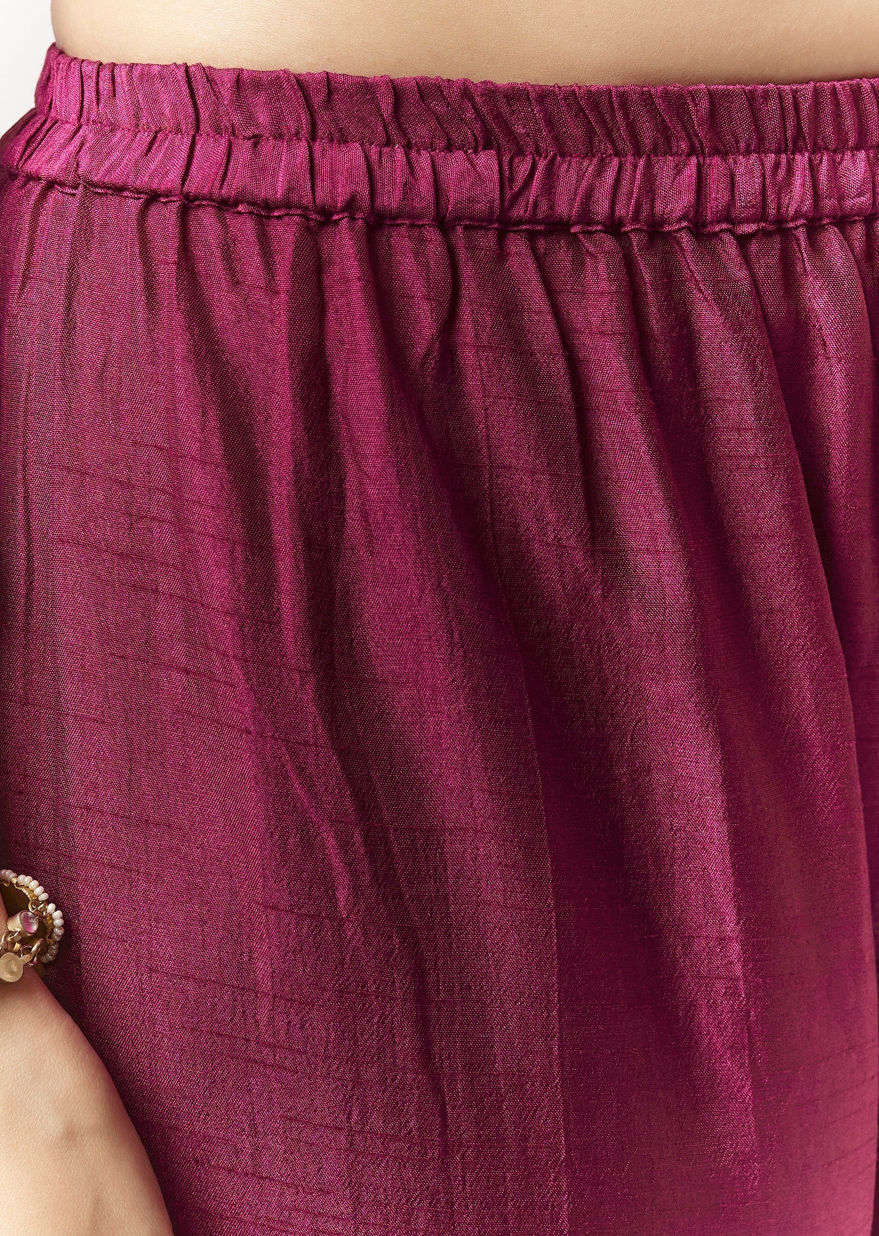 Magenta Zardosi Threadwork Kurta Palazzo Set With Dupatta - Image 6