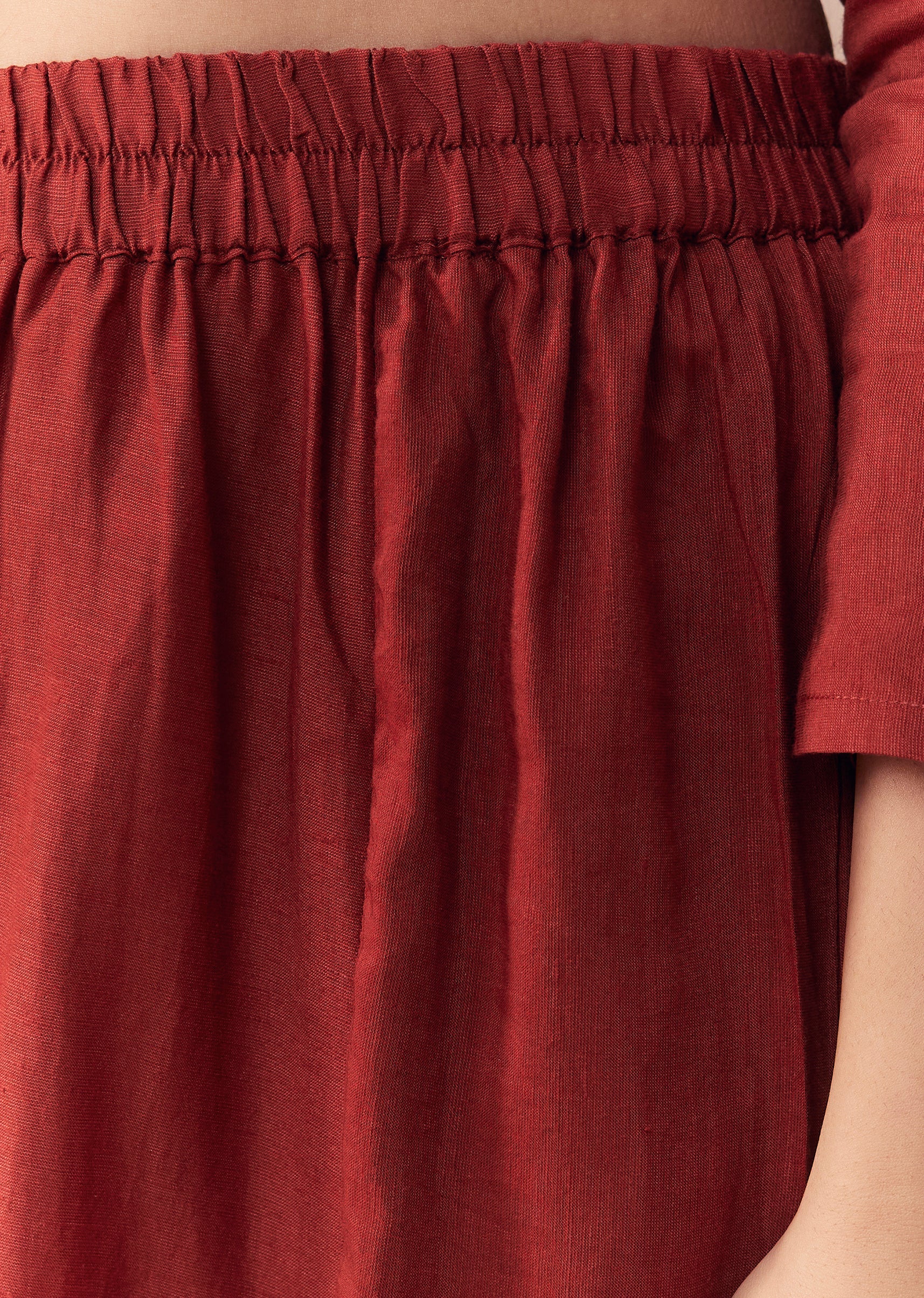 Maroon Linen Kurta Set with Handblock Ajrakh Dupatta - Image 6