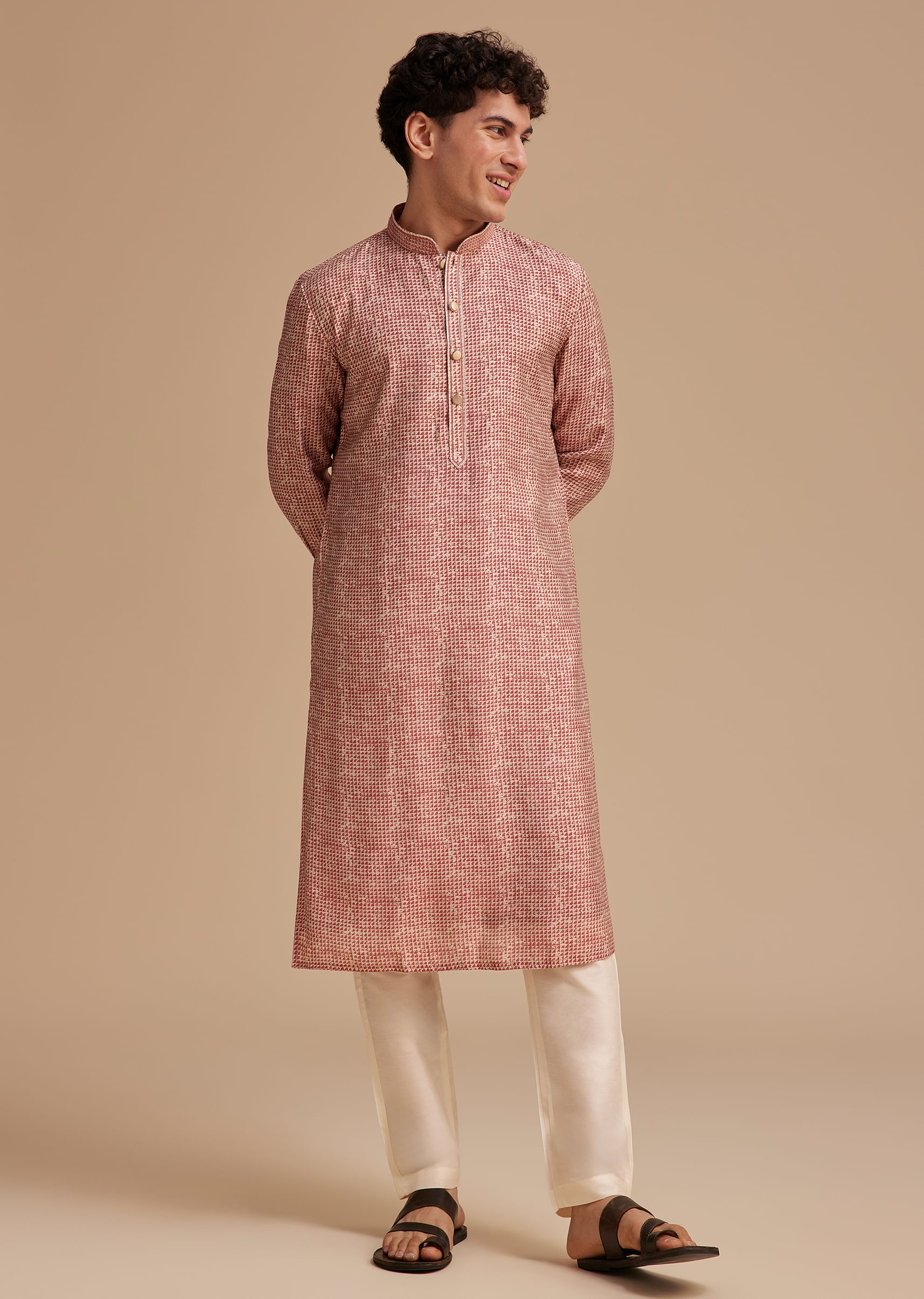 Maroon Muslin Abstract Printed Kurta Set - Image 2