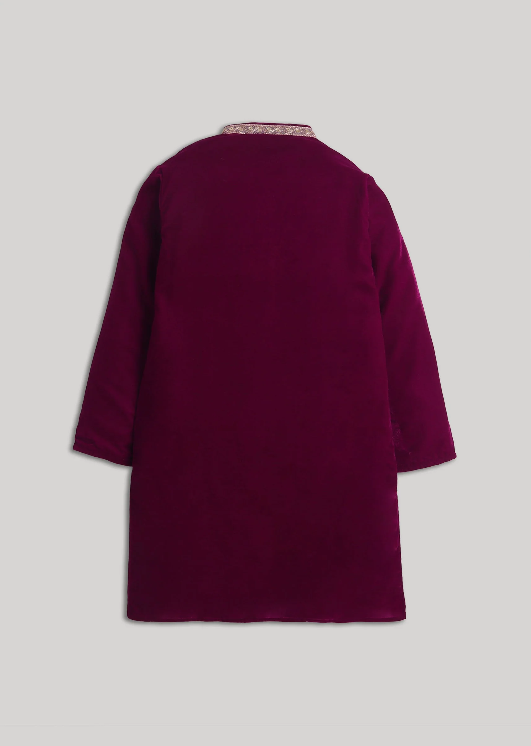 Maroon Velvet Boys Kurta Set - Image 3