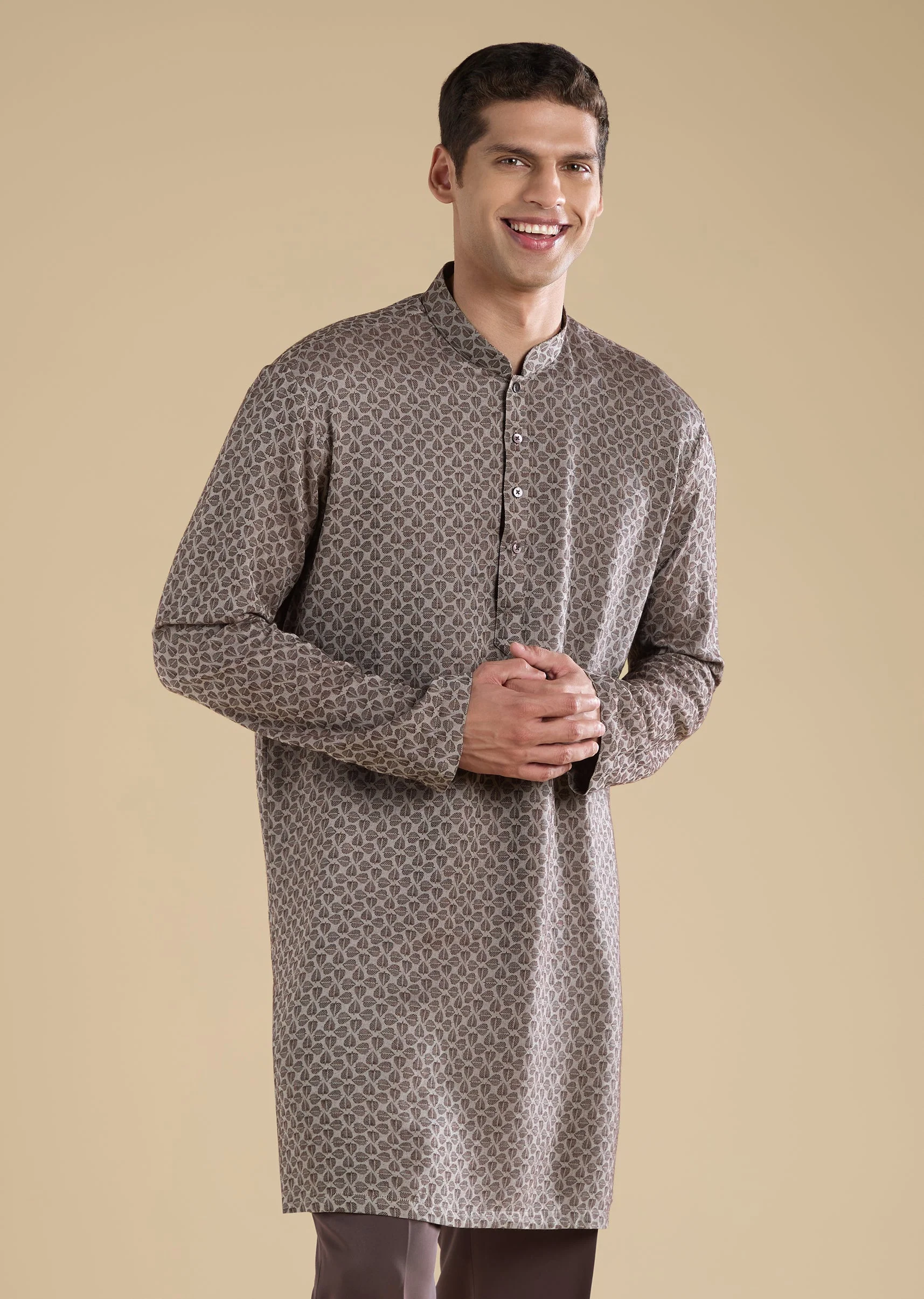 Mauve Embellished Jodhpuri Set With Kurta And Pants - Image 6