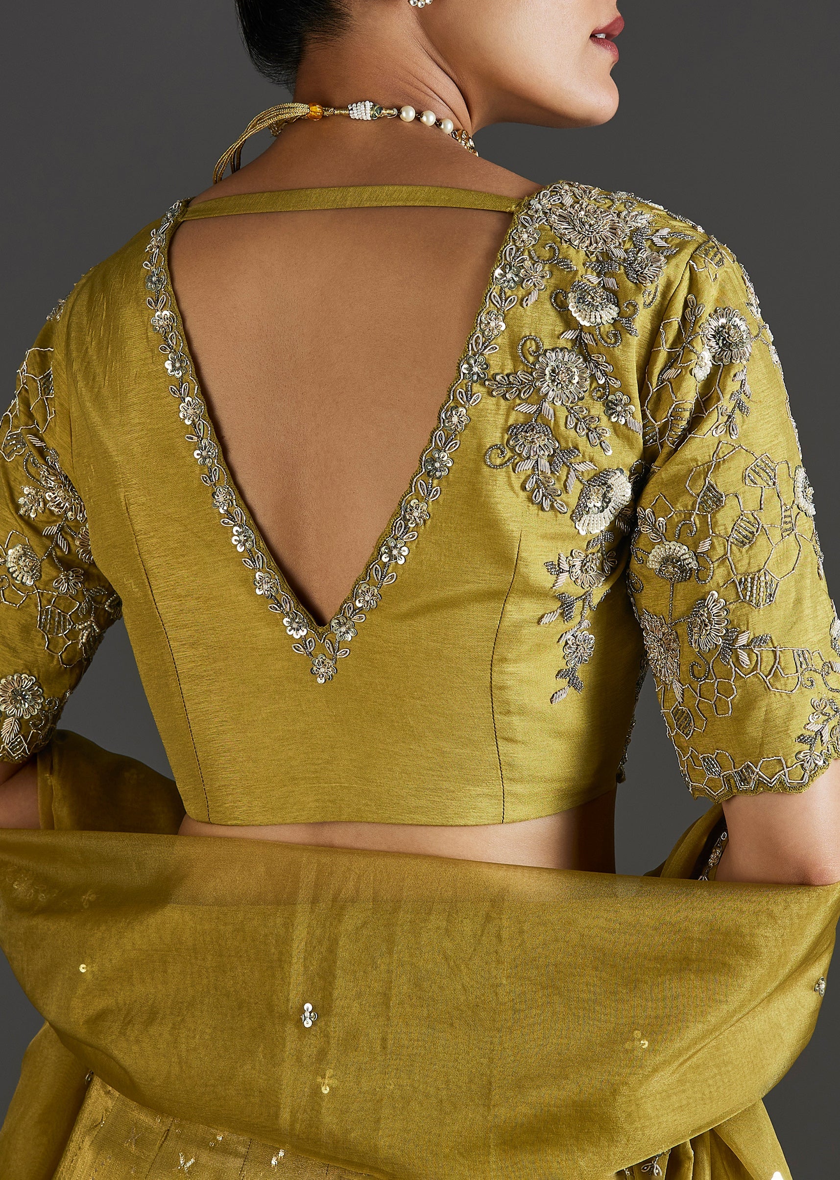 Mehendi Green Grace With Classic Detail - Image 6
