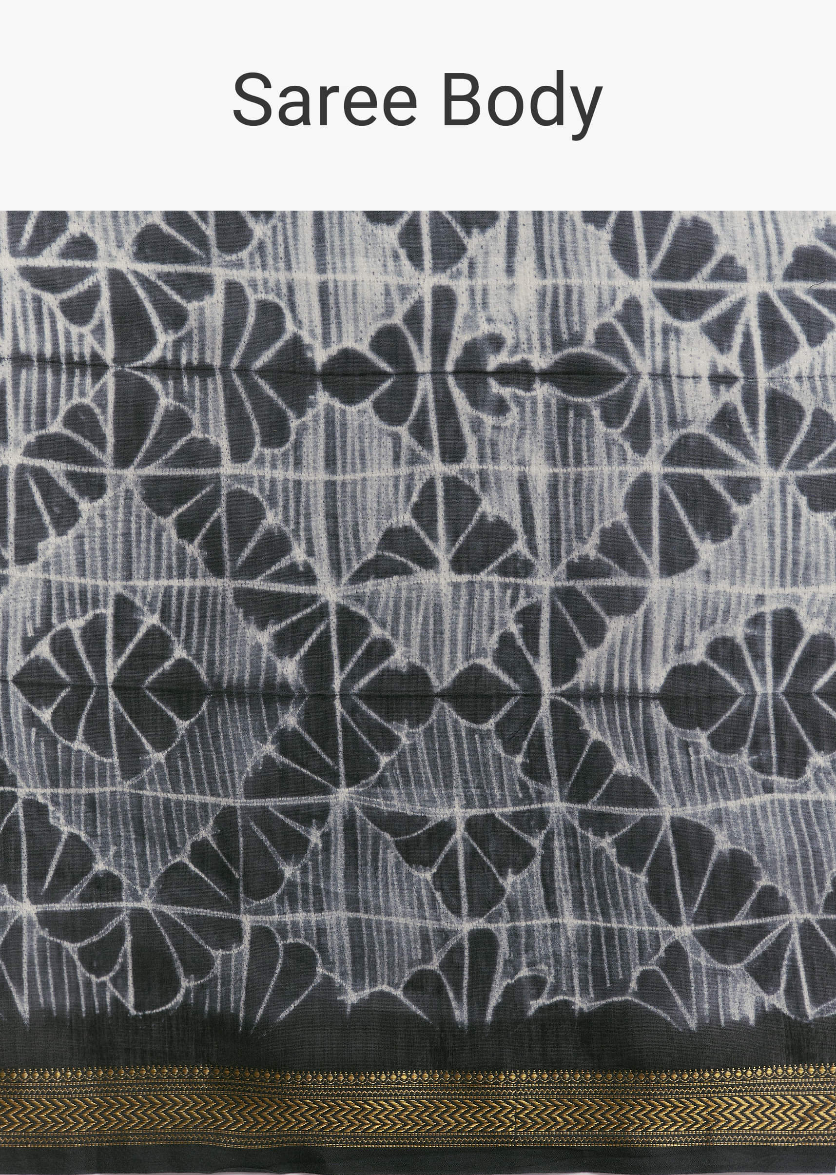 Midnight Blue Linen Printed Saree With Hand Dyed Shibori Print - Image 9