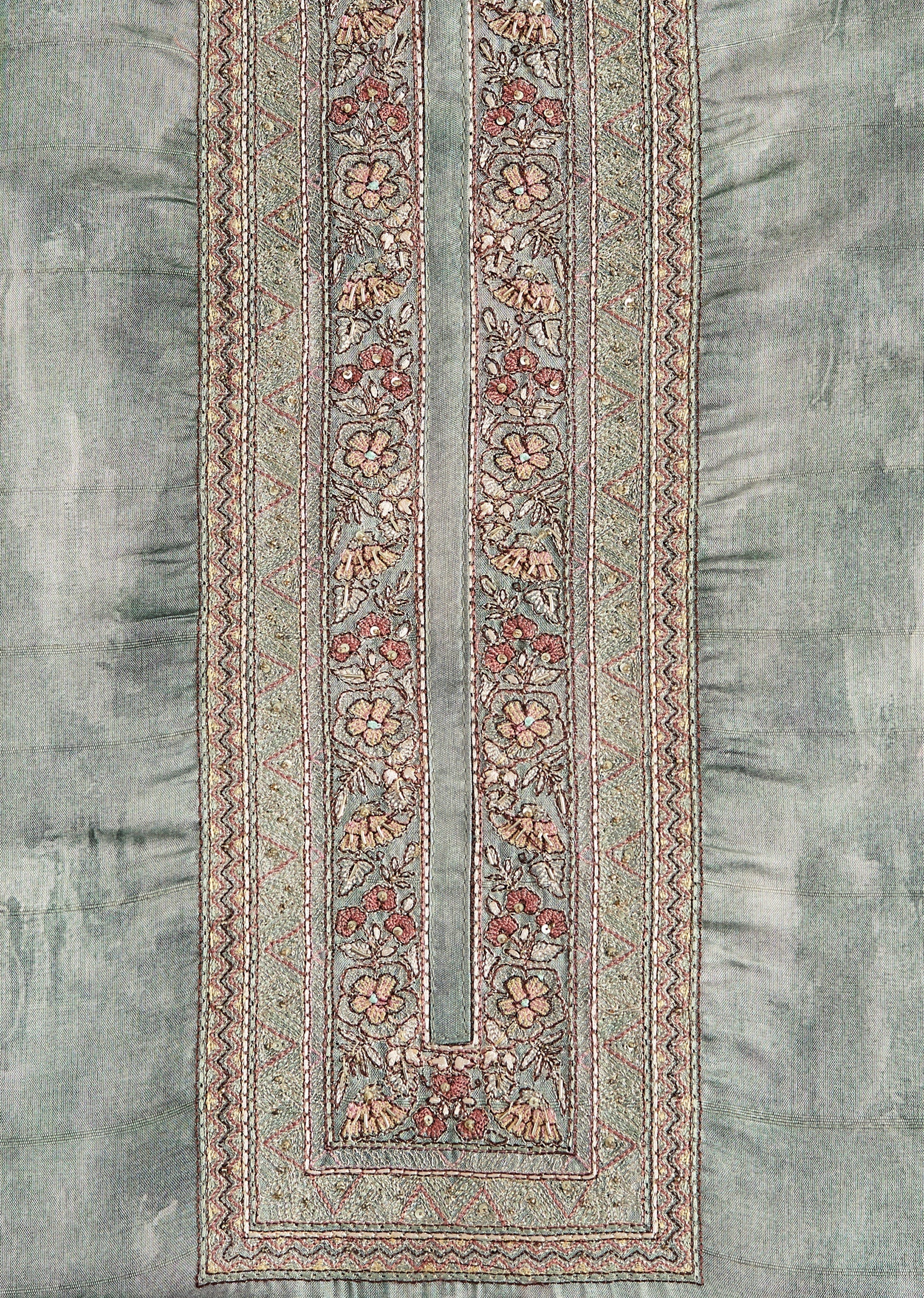 Mint Green Chanderi Unstitched Suit With Printed Dupatta - Image 3