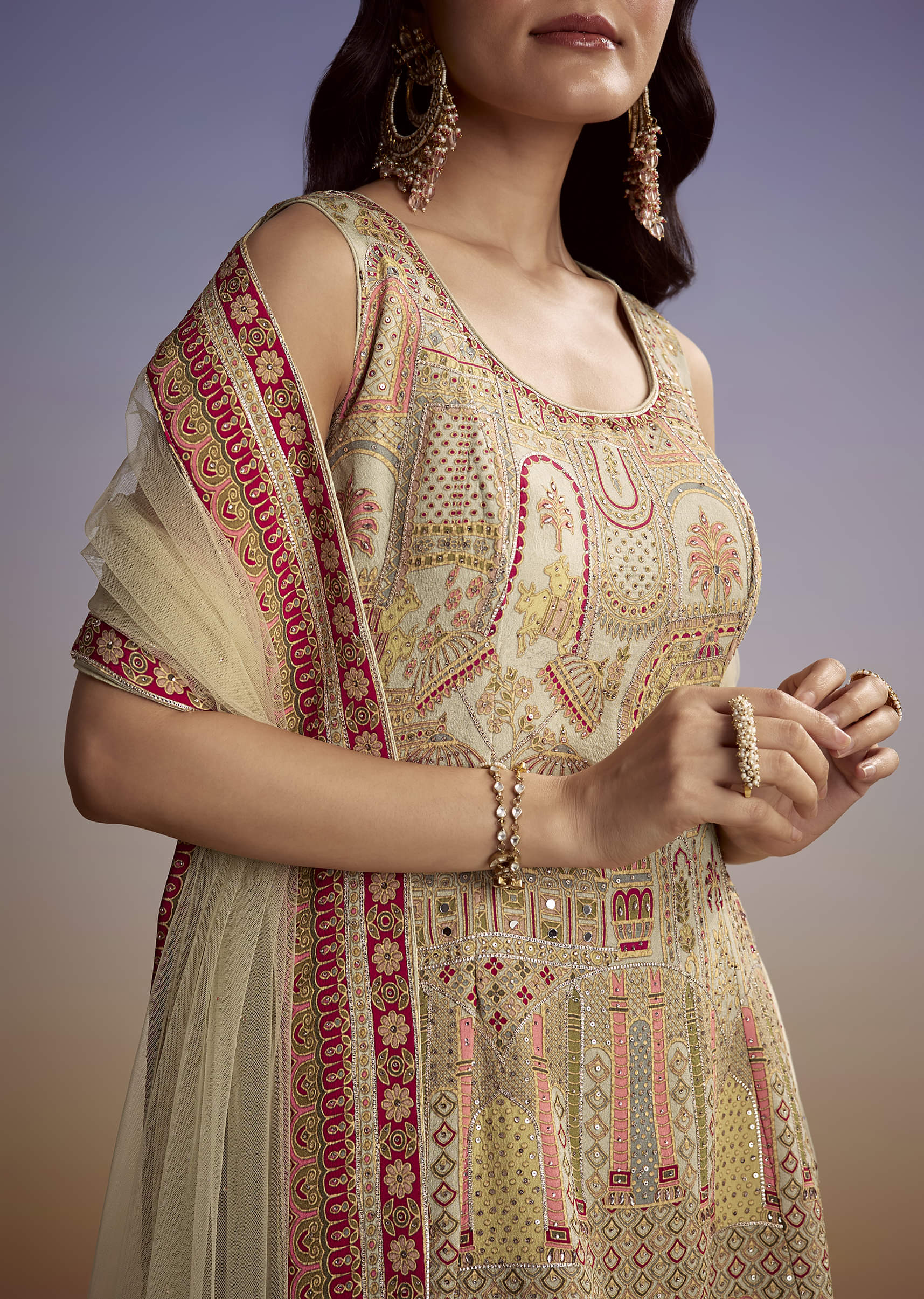 Mint Green Crepe Printed Palazzo Suit - Image 2