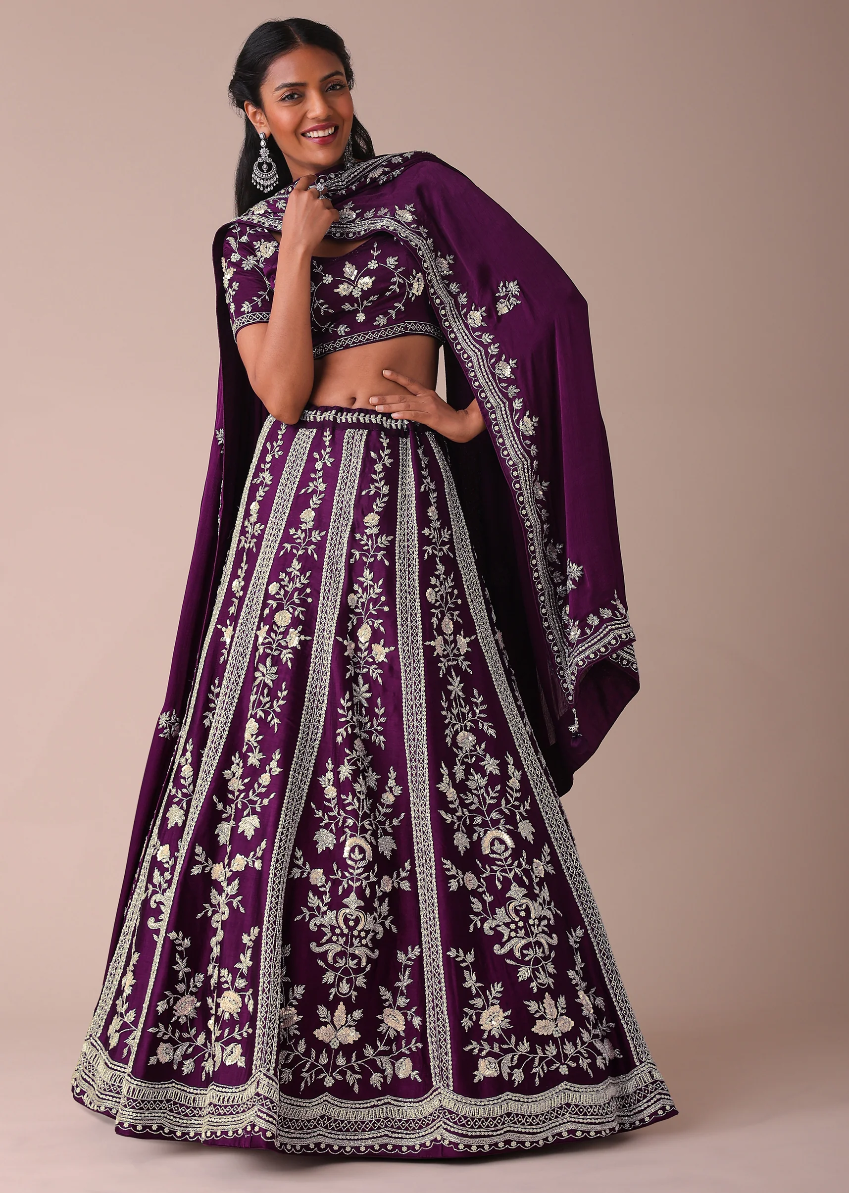 Mulberry Purple Lehenga With Handwork Embroidery - Image 2
