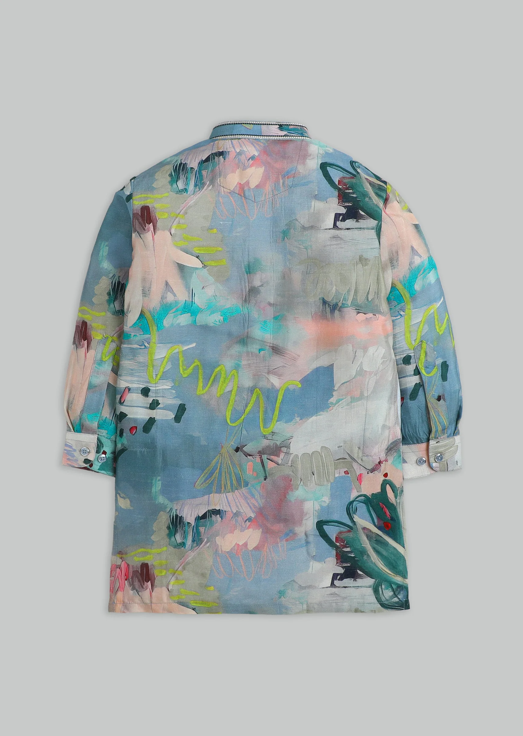 Multi Abstract Printed Kurta Set For Boys - Image 3