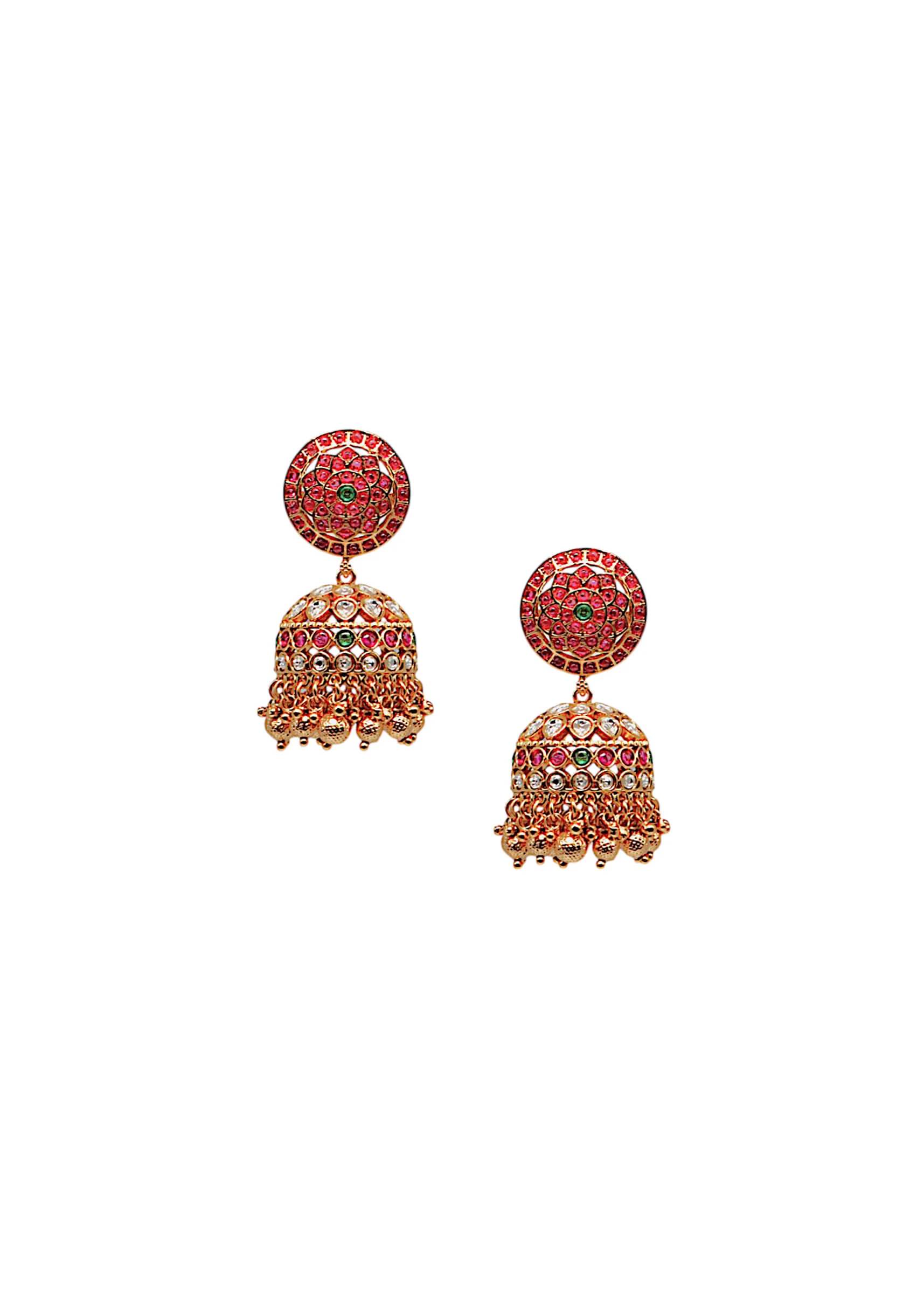 Multi Bead Drop Temple Jhumkas - Image 2