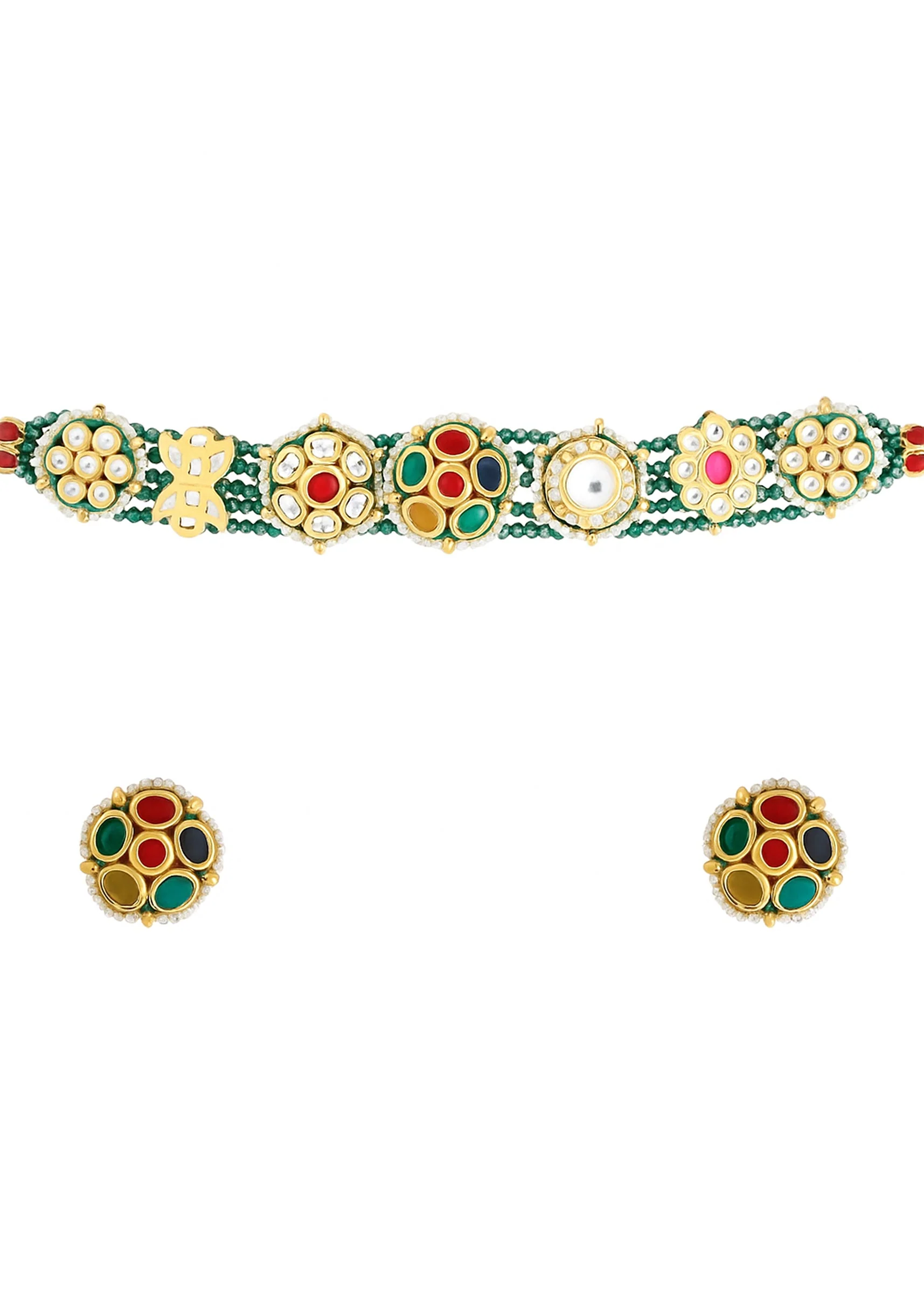 Multi Beaded Pendant Necklace and Earring Set - Image 3