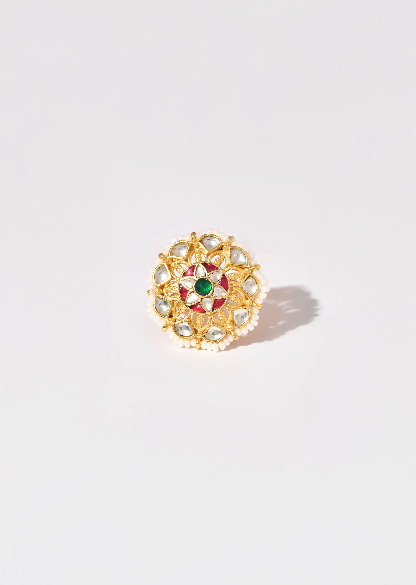 Multi Floral Motif Kundan Ring - Image 2