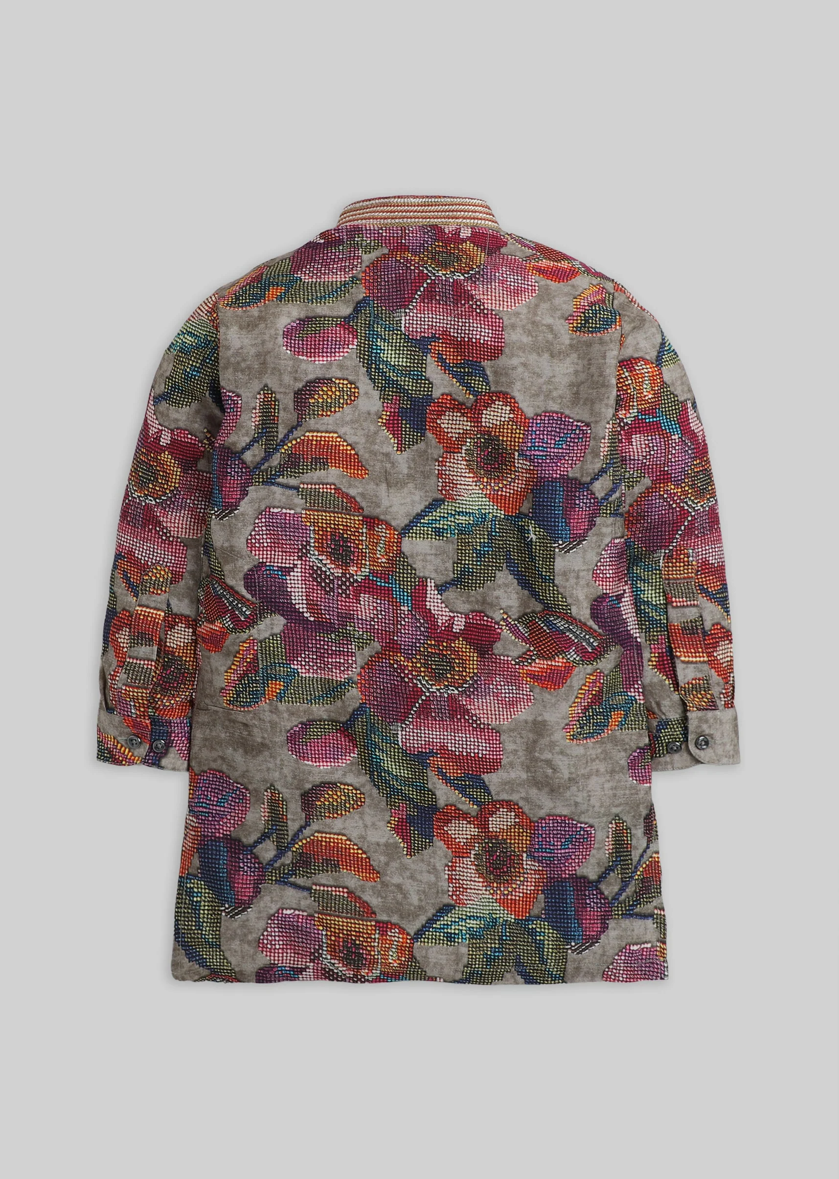 Multi Floral Printed Kurta Set For Boys - Image 3