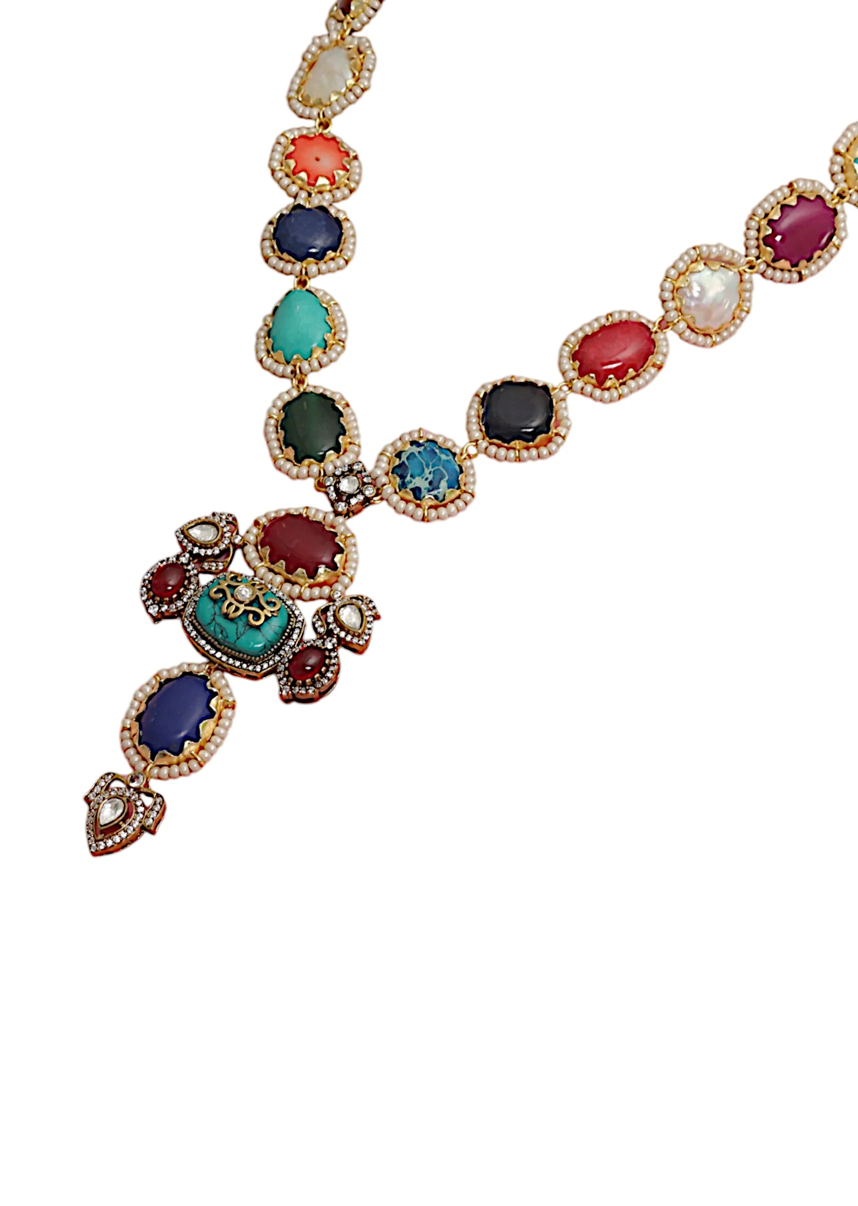 Multi Fusion Geometric Stone Necklace Set - Image 3