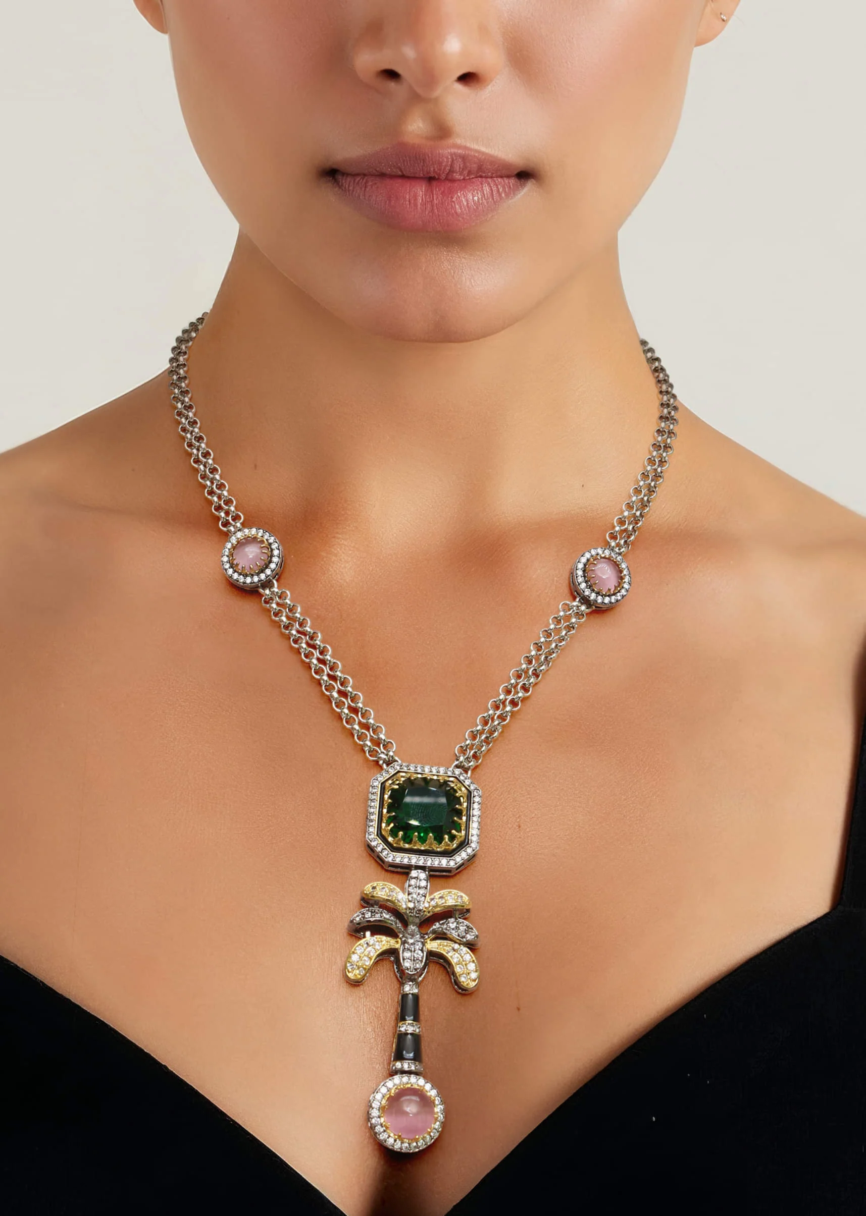 Multi Fusion Stone Pendant Necklace