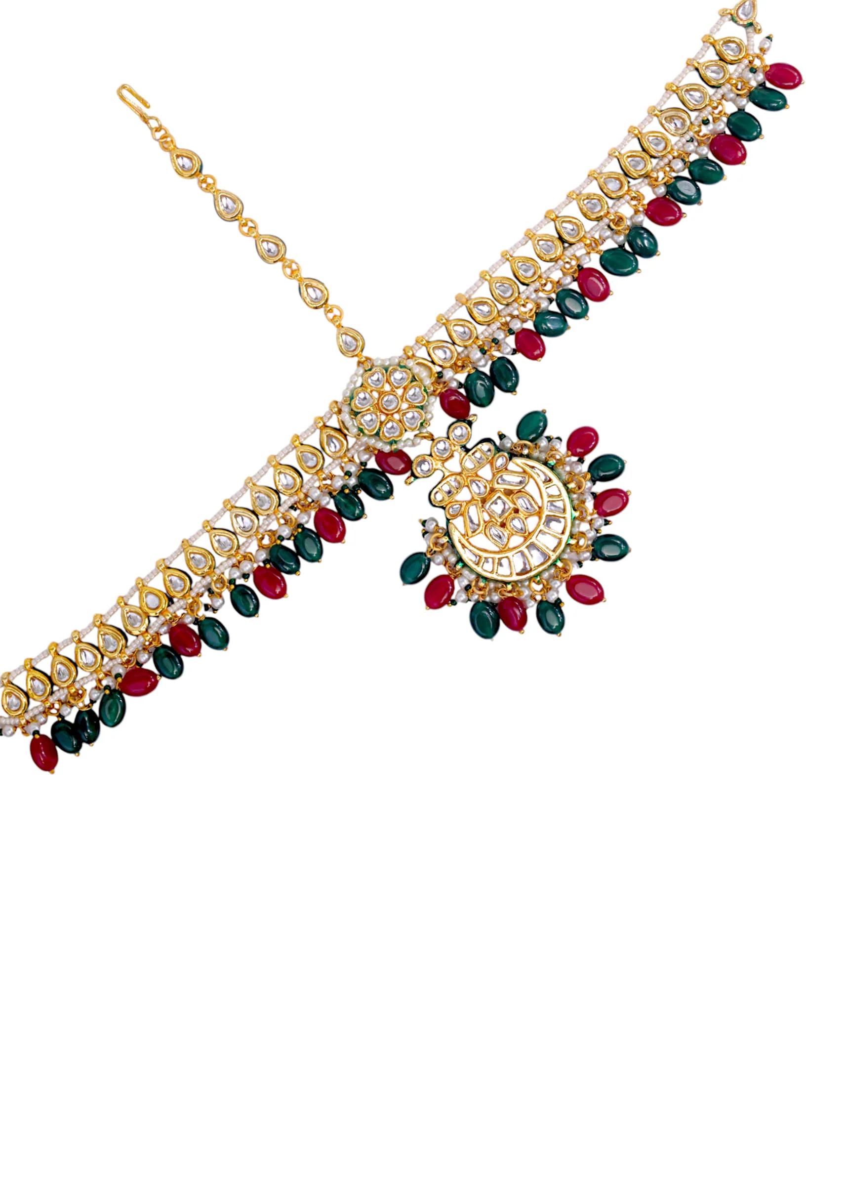Multi Kundan Bead Drop Mathapatti - Image 2