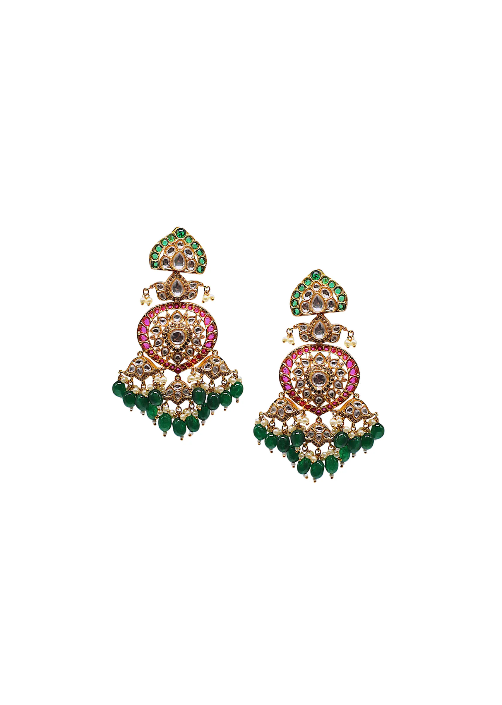 Multi Kundan Encrusted Bead Drop Earrings - Image 2