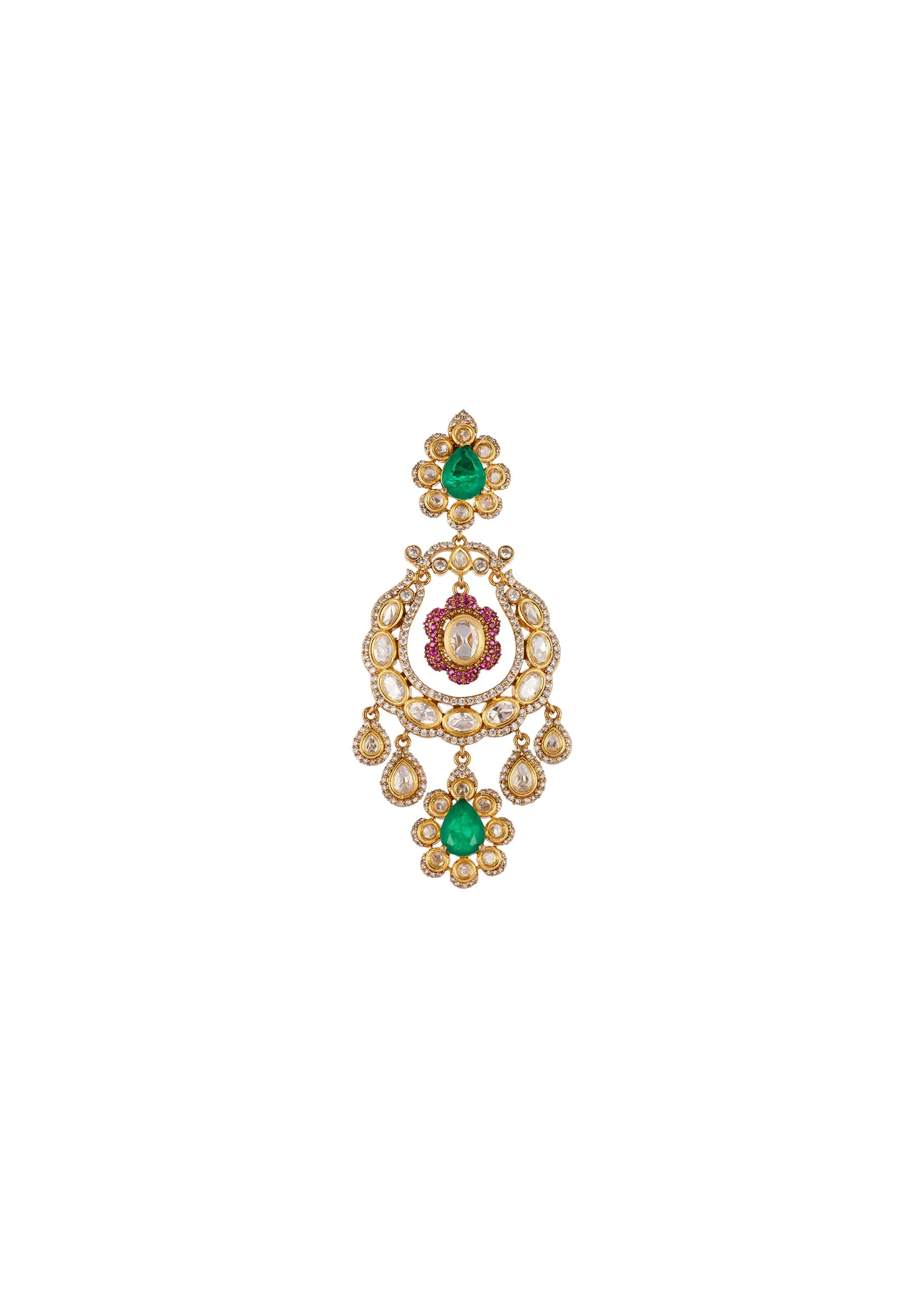 Multi Red Jewellery Set In Kundan Polki - Image 5