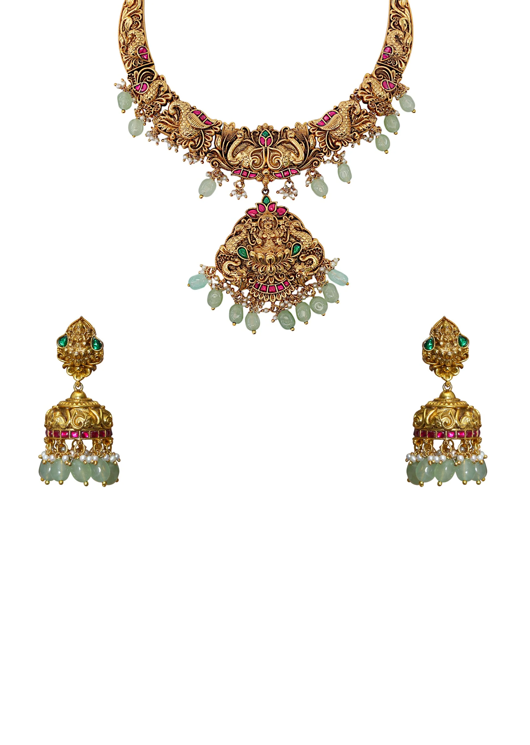 Multi Temple Necklace and Earring Set - Image 2