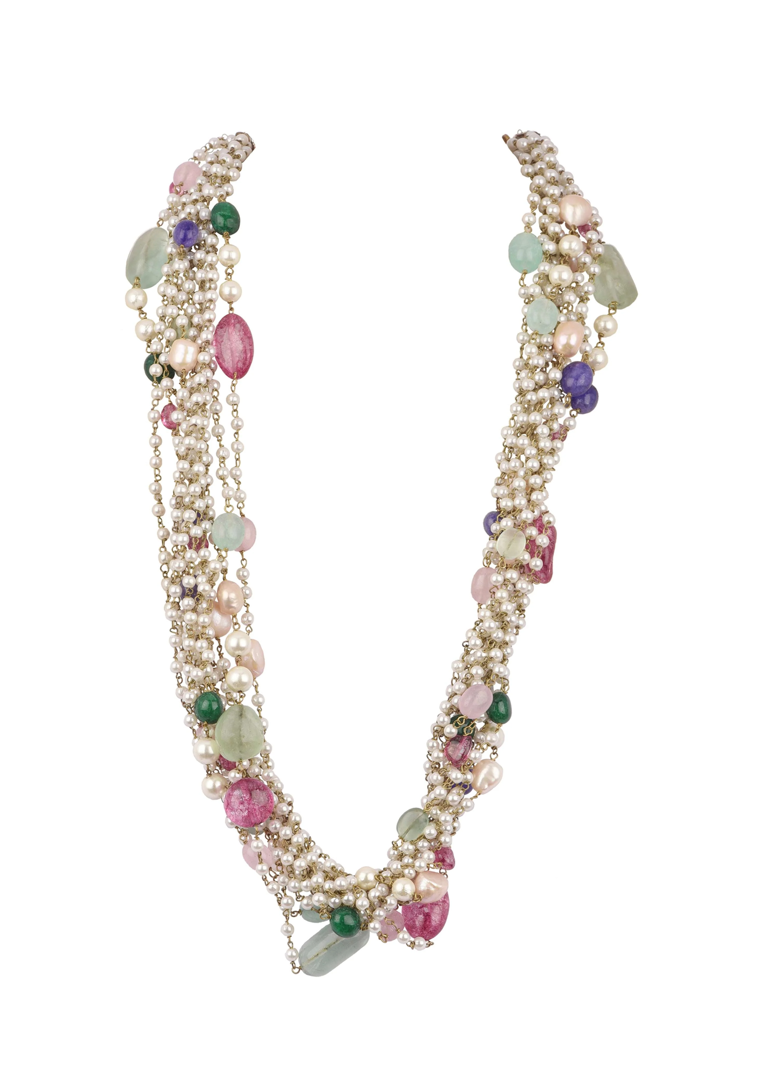 Multicolor Beaded Mala In Gold Finish - Image 2